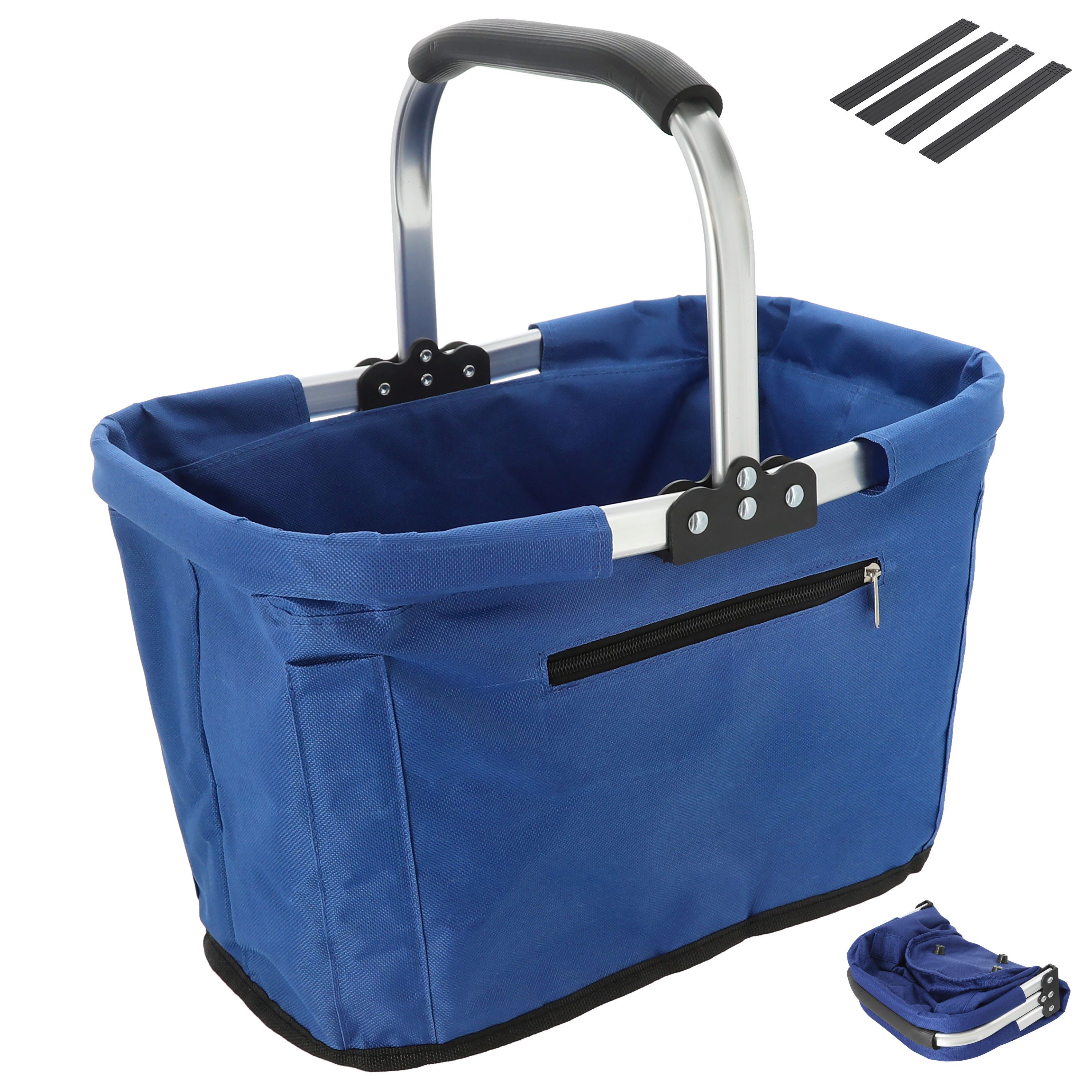 CEPEWA Einkaufskorb Einkaufskorb faltbar blau Alu Polyester 600D 42x40x28cm Korb Griff