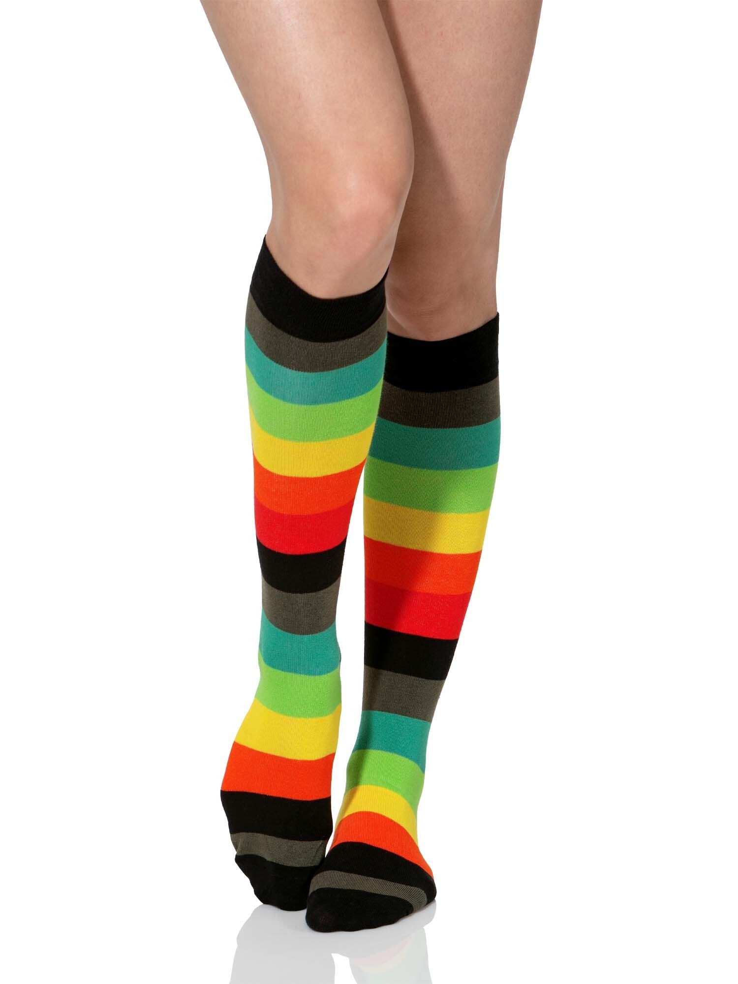 Cotton Prime® Kniestrümpfe Baumwollkniestrümpfe mit Streifen (3-Paar) in angenehmer Baumwollqualität