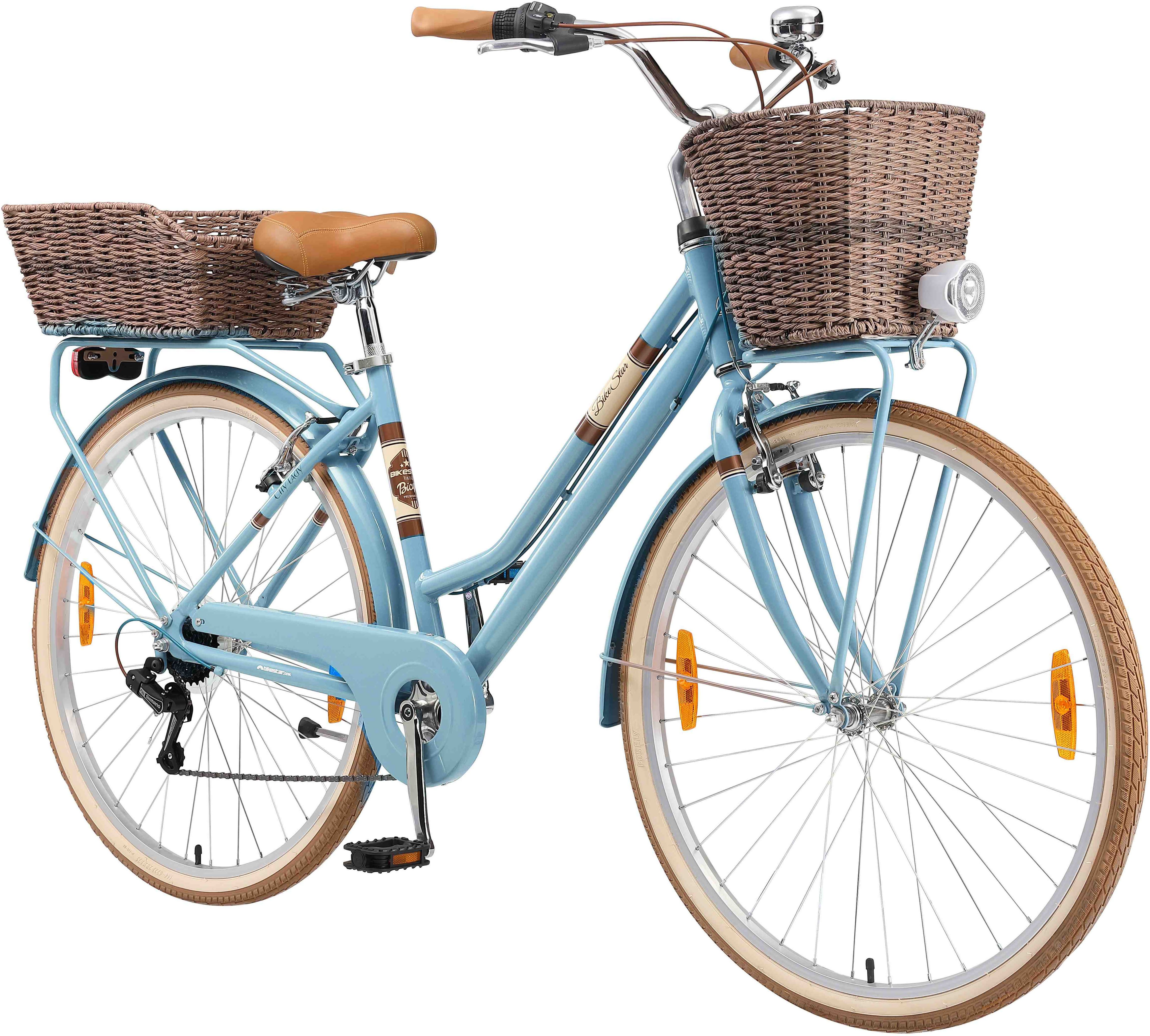 Bikestar Cityrad, 7 Gang Shimano RD-TY21 Schaltwerk, Kettenschaltung, für Damen, Kettenschaltung