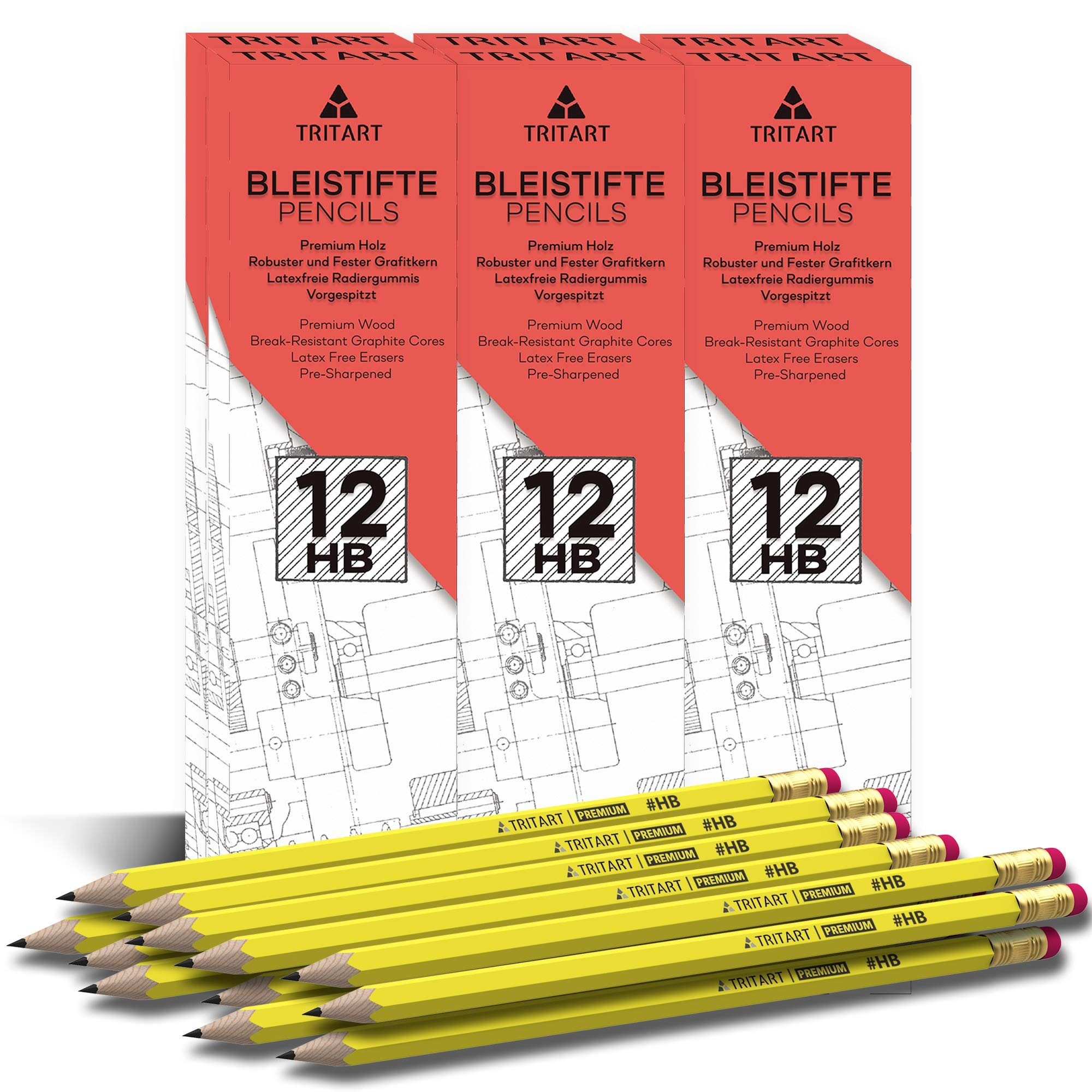 Tritart Bleistift HB Bleistift Set - 84 Bleistifte und Radiergummi, HB Bleistift Set - 84 Stifte + Radiergummi