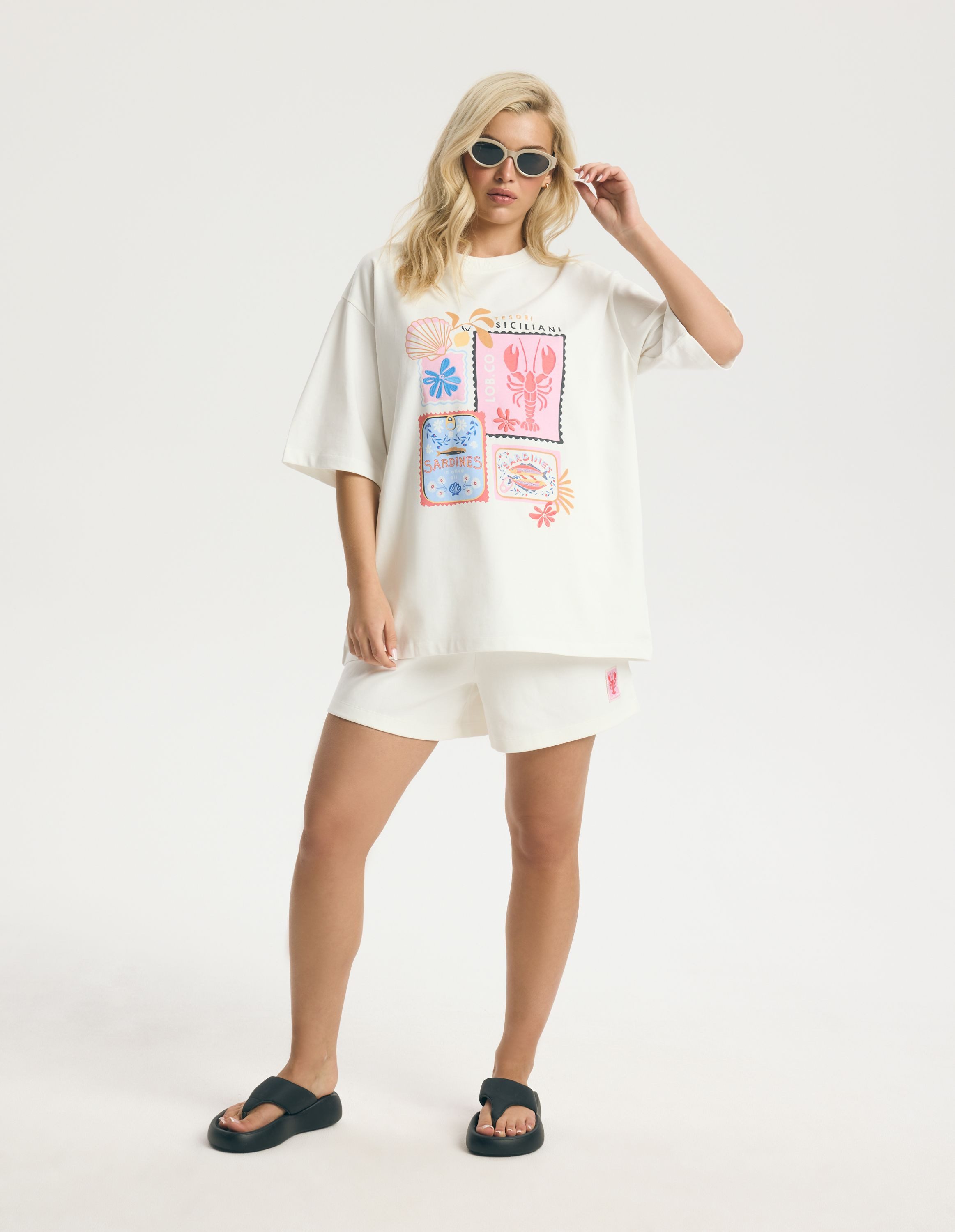 ESOTIQ T-Shirt Oversize-T-Shirt aus Baumwolle mit Reiseprint, Waikiki