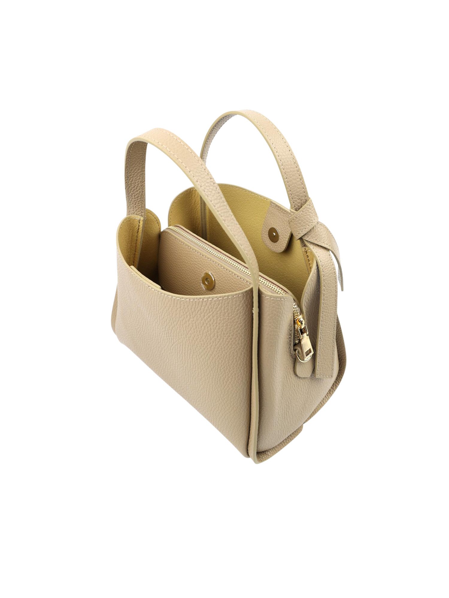 BRISE TASCHE Schultertasche Brise Echtleder Schultertasche in Beige – Mit Henkel & Crossbody Gurt (1-teilig, Tasche inkl. Schulterriemen), Abnehmbarer & verstellbarer Schulterriemen, Magnetverschluss