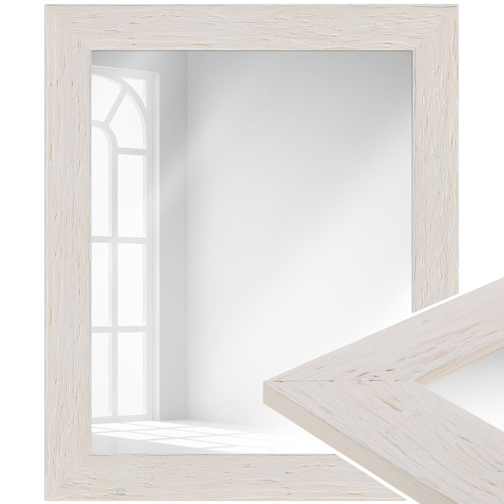 WANDStyle Wandspiegel H780, Weiß, aus Massivholz günstig online kaufen