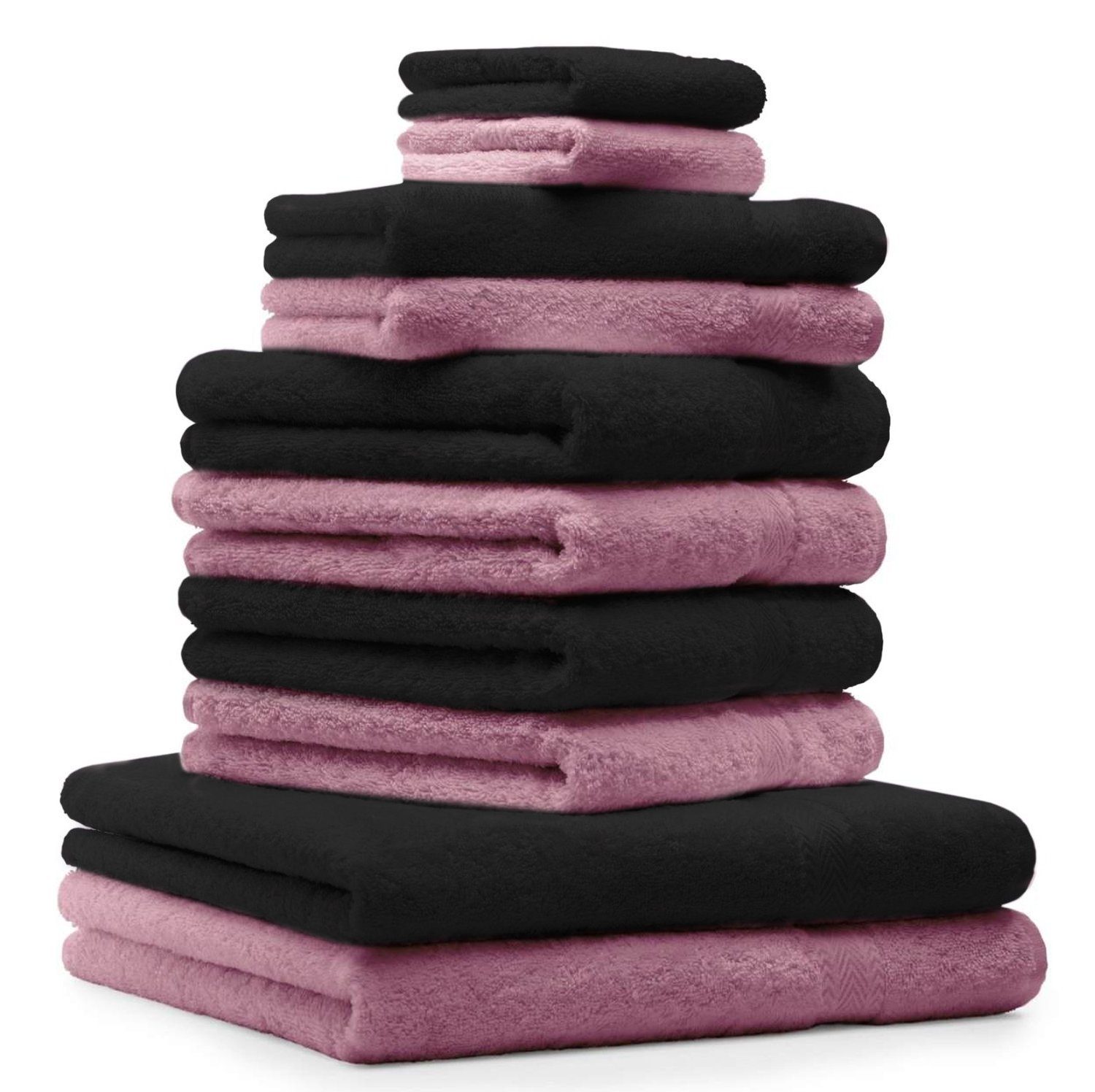 & Set Handtuch-Set (10-tlg) Baumwolle, Altrosa 10-TLG. Betz Schwarz, Premium Handtuch Farbe