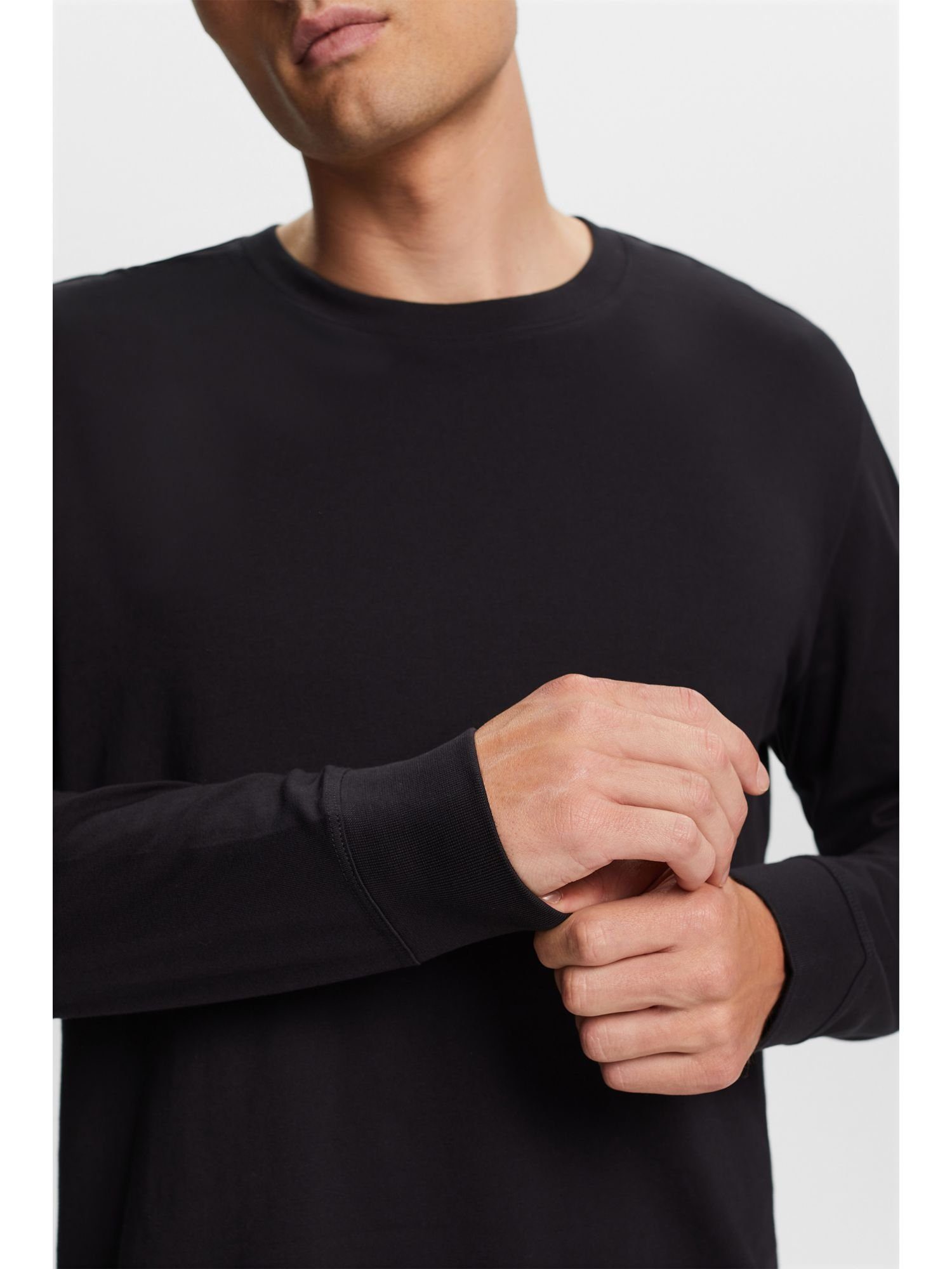 Baumwolle 100 Esprit Langarmshirt BLACK aus (1-tlg) Langarm-Top Jersey, %