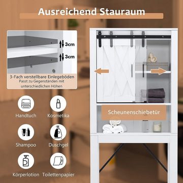 KOMFOTTEU Badregal Toilettenschrank, Badezimmerschrank mit Schiebetür