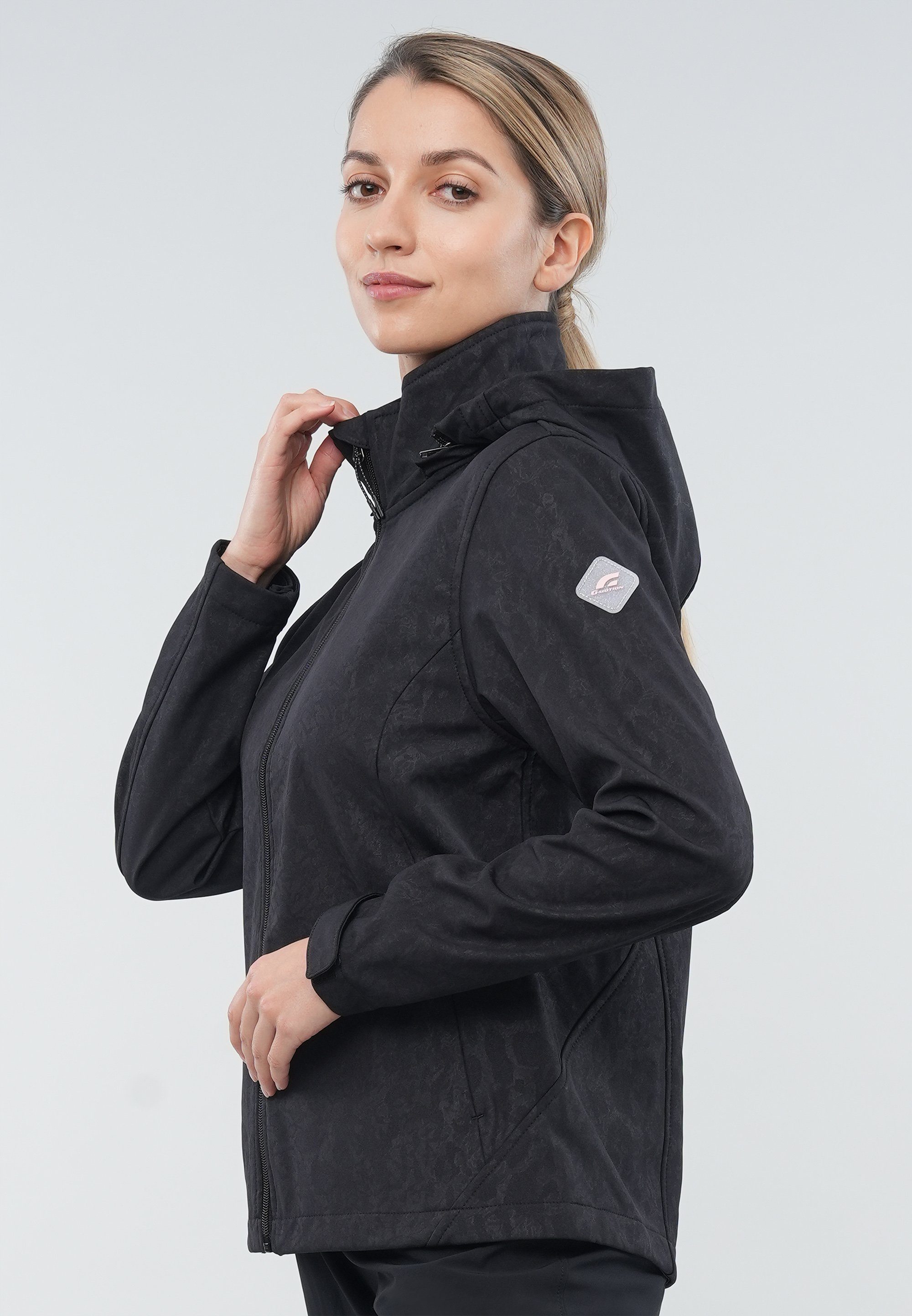 GIORDANO Softshelljacke G Motion Funktion schwarz-meliert mit wasserabweisender