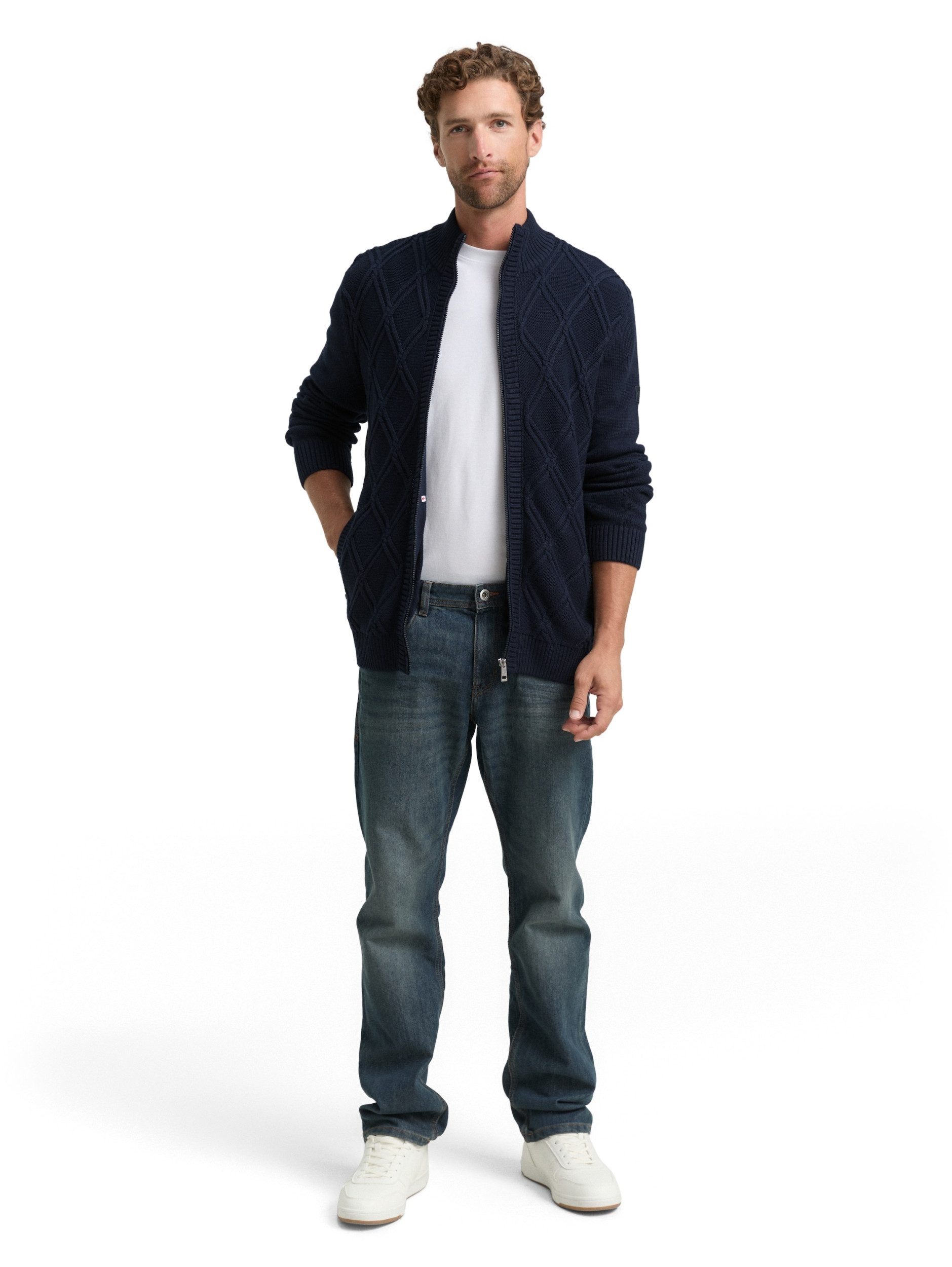 TOM TAILOR Strickjacke cable knit zip jacket 10668