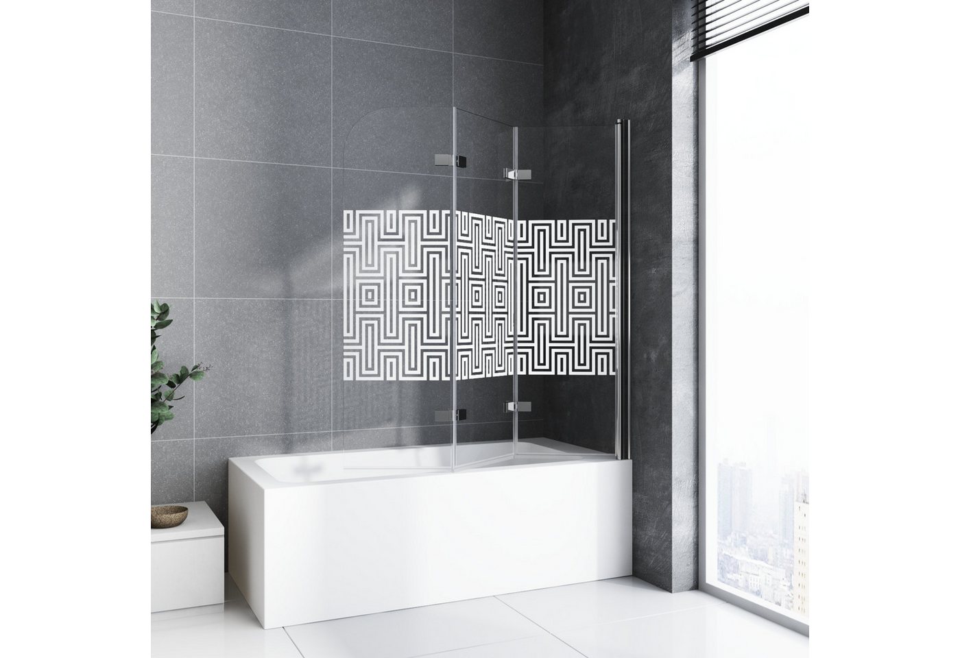 Thumbnail - Boromal Badewannenaufsatz Glas Badewannenfaltwand 3 teilig Duschwand für Badewanne, 6mm ESG, (180° faltbar Faltwand, Chr...