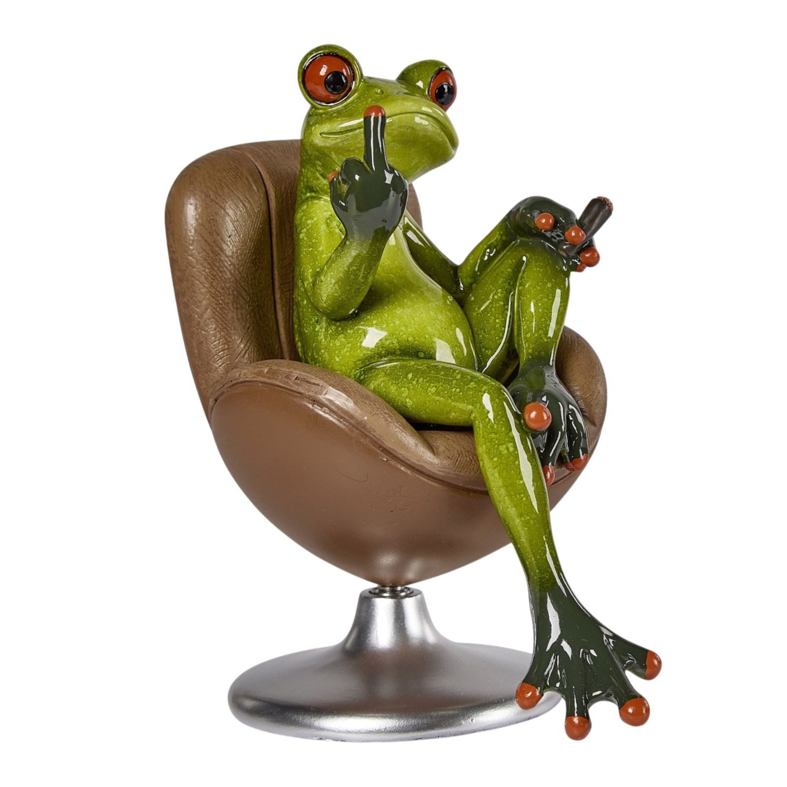 formano Sammelfigur Frosch Dekofigur Drehsessel mit Zigarre 14 cm handbemalt Froschhausen