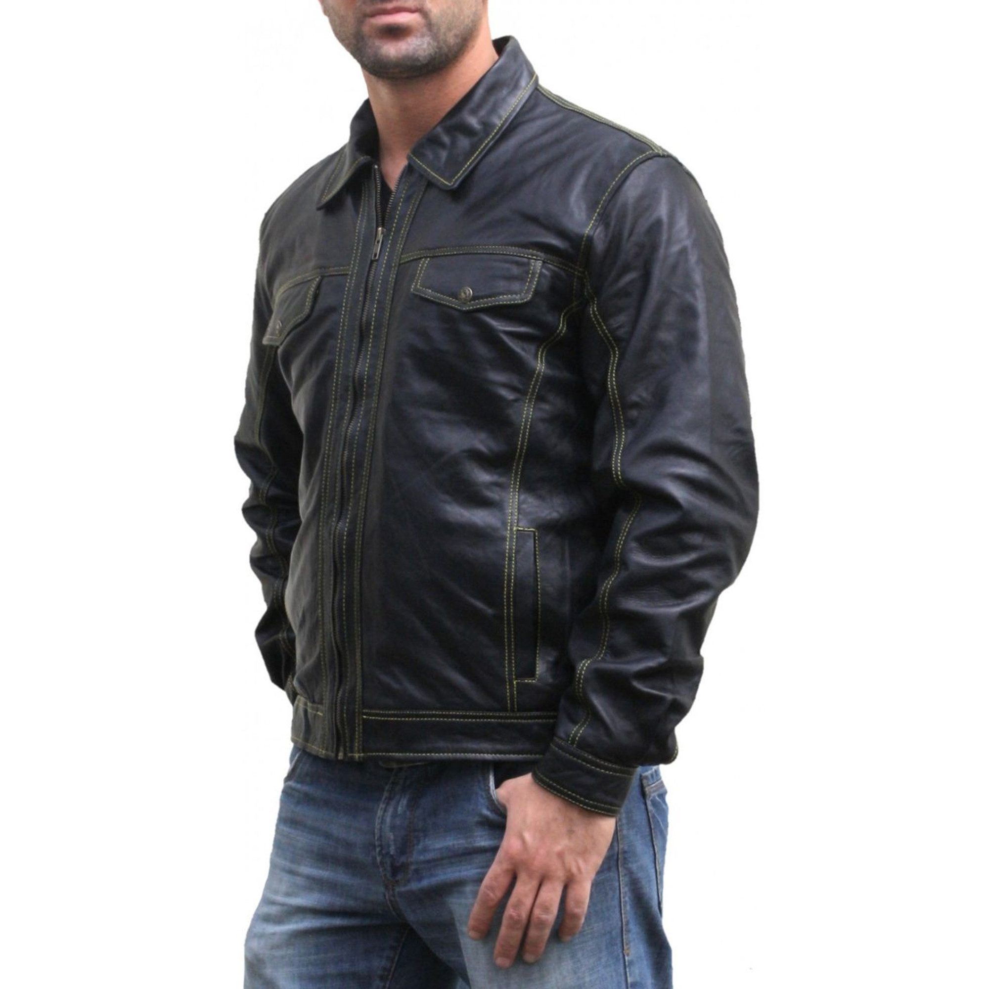 German Wear Lederjacke Trend 503J Lederjacke Jacke aus Lamm Nappa Leder Schwarz