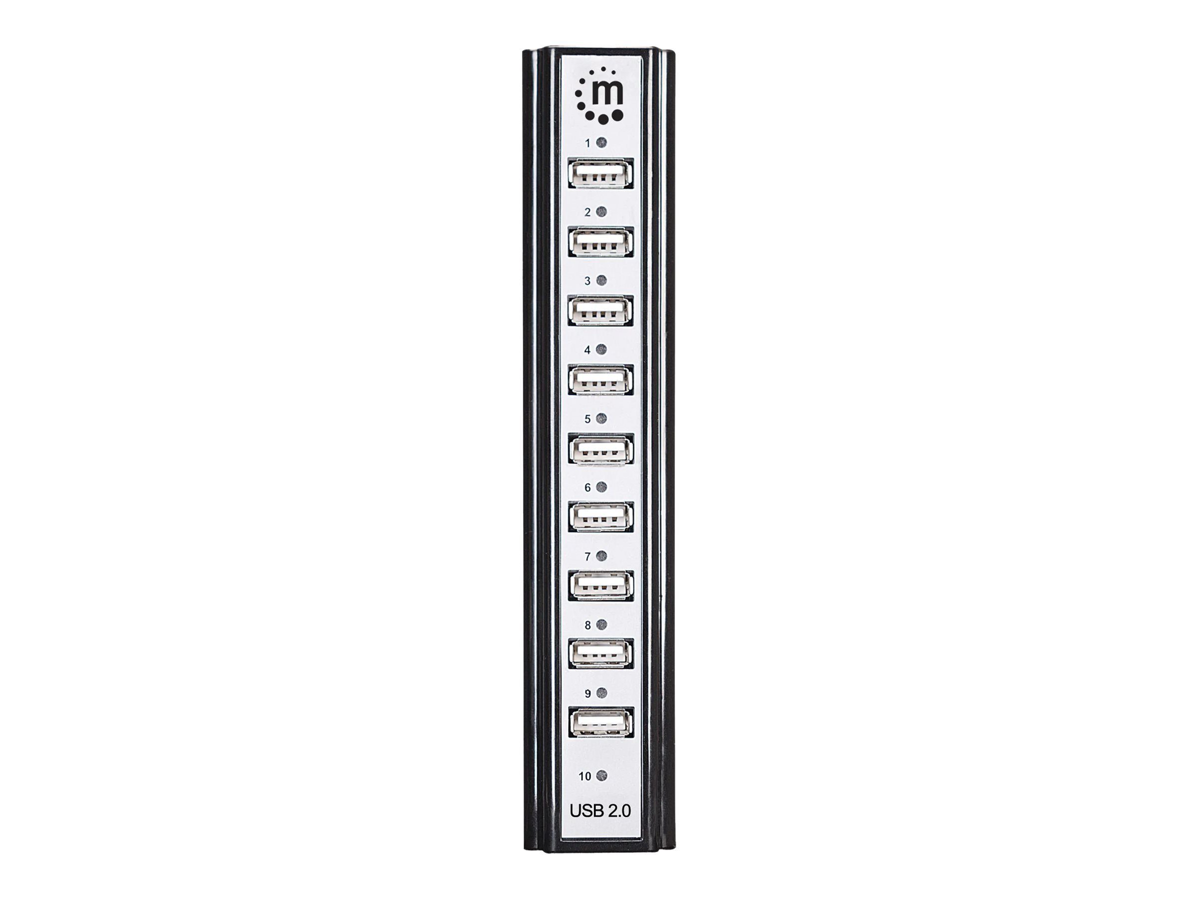 USB-Verteiler USB Hub MANHATTAN USB 2.0 10-Ports Stromversorgung über USB