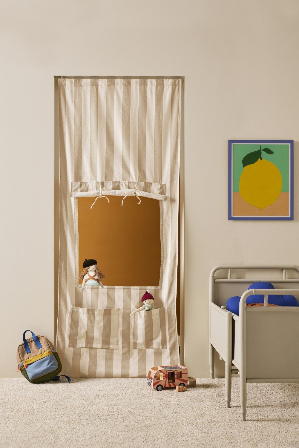 Kids Concept Spielcenter Kioskvorhang Streifen beige
