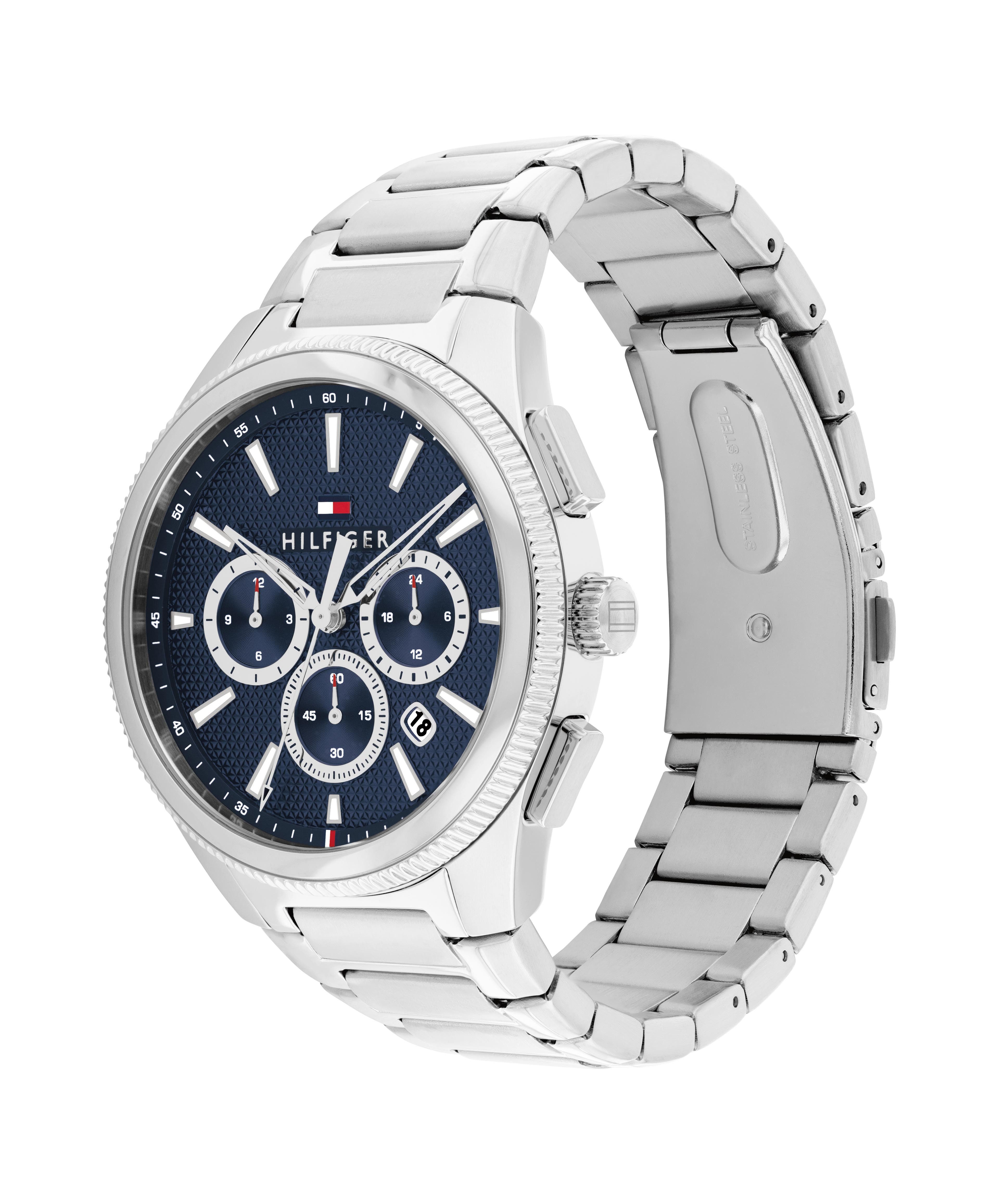 Tommy Hilfiger Multifunktionsuhr Sam 1792253, Quarzuhr, Armbanduhr, Herrenuhr, Edelstahlarmband, analog, Tag