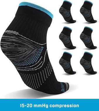 SOTOR Kurzsocken 6 Paar Sportkompressionssocken Schweißabsorption und Atmungsaktivität (Laufsocken Lässige Socken Frauen Männer Atmungsaktiver Komfort)