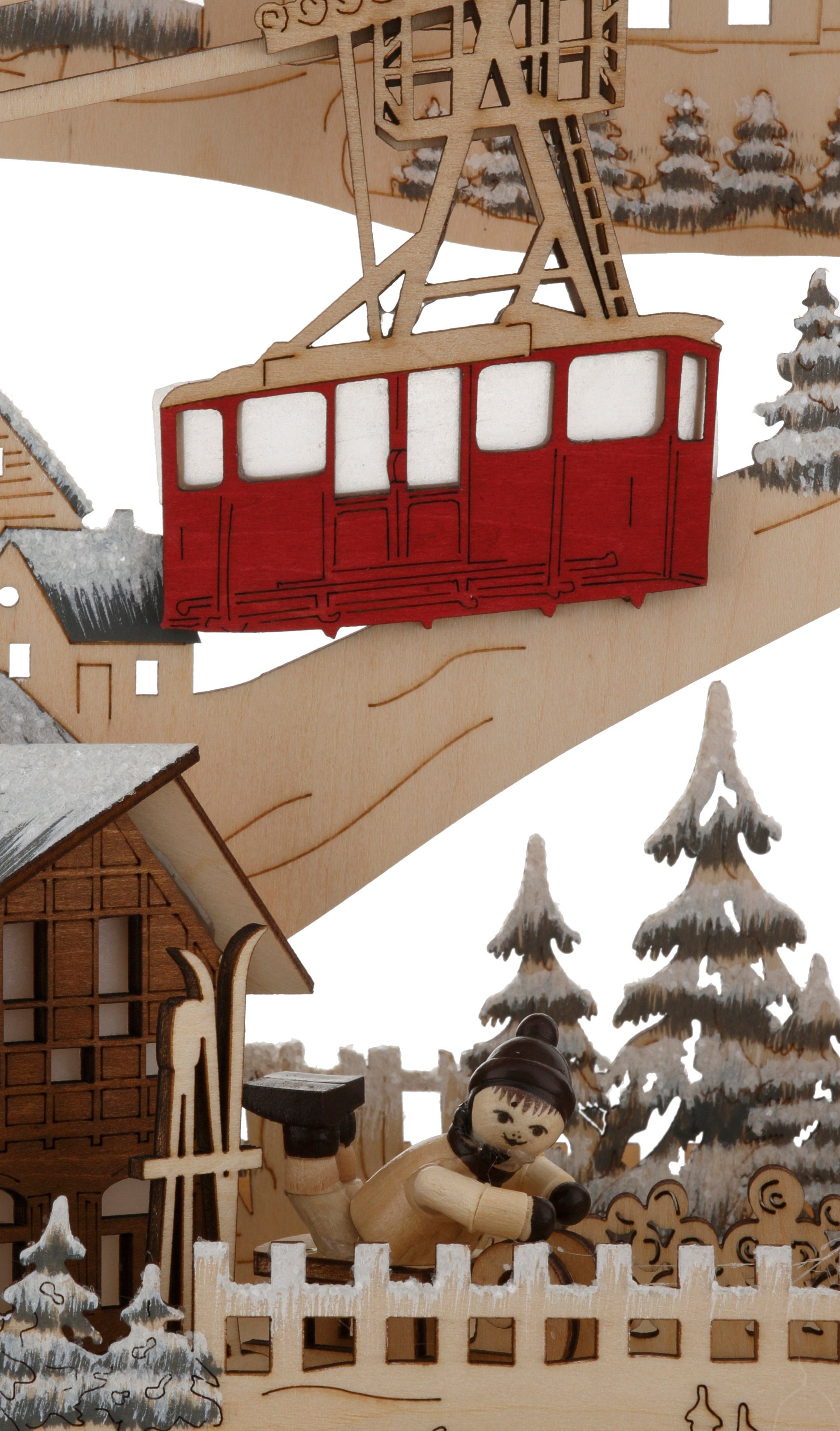 Schwibbogen und Skihütte Breite Weihnachtsdeko, Seilbahn, 64 cm Podest und Weihnachsmarkt, home ca. my