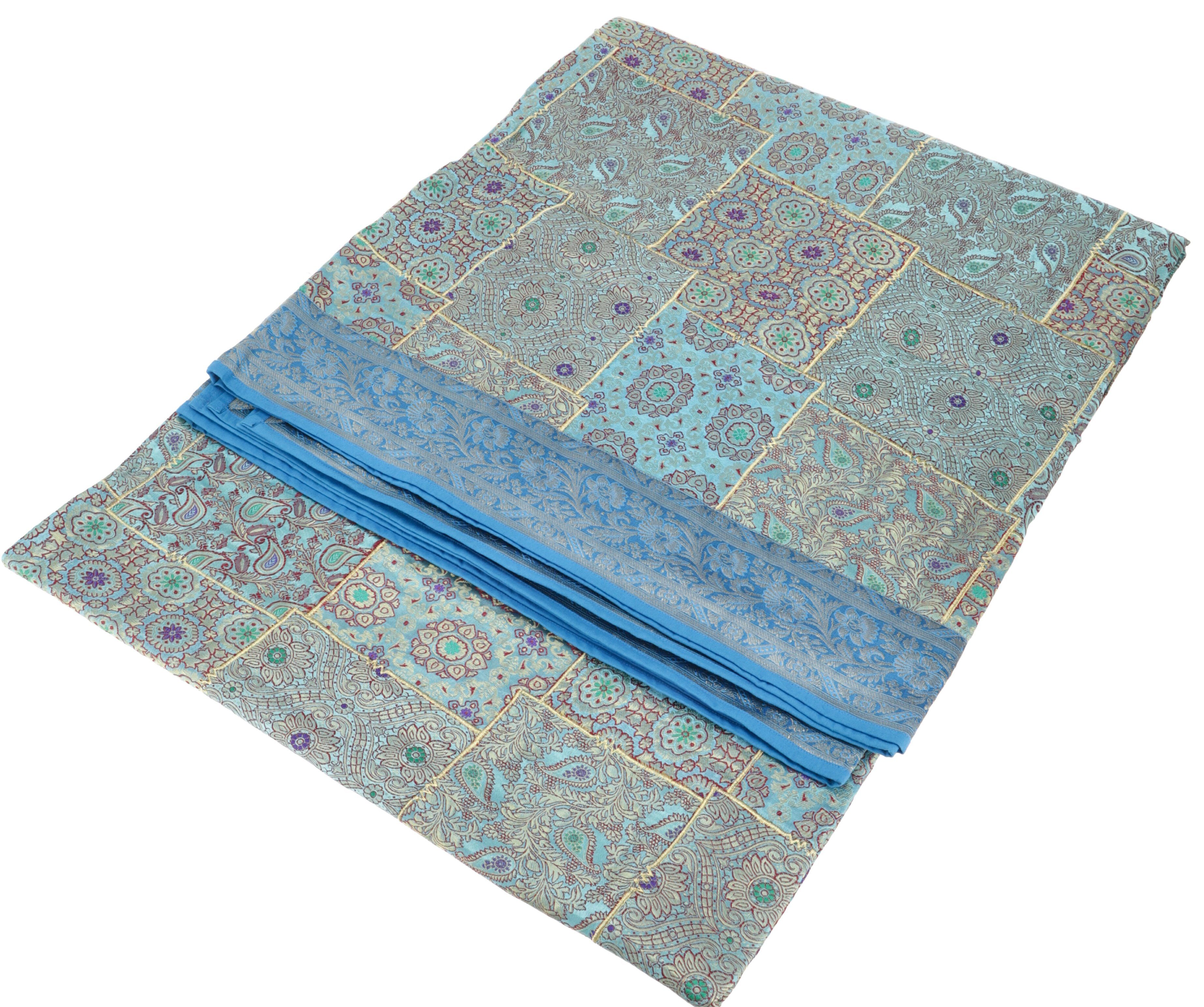 Tagesdecke Orientalische Patchwork indische.., Brokatdecke, blau Guru-Shop