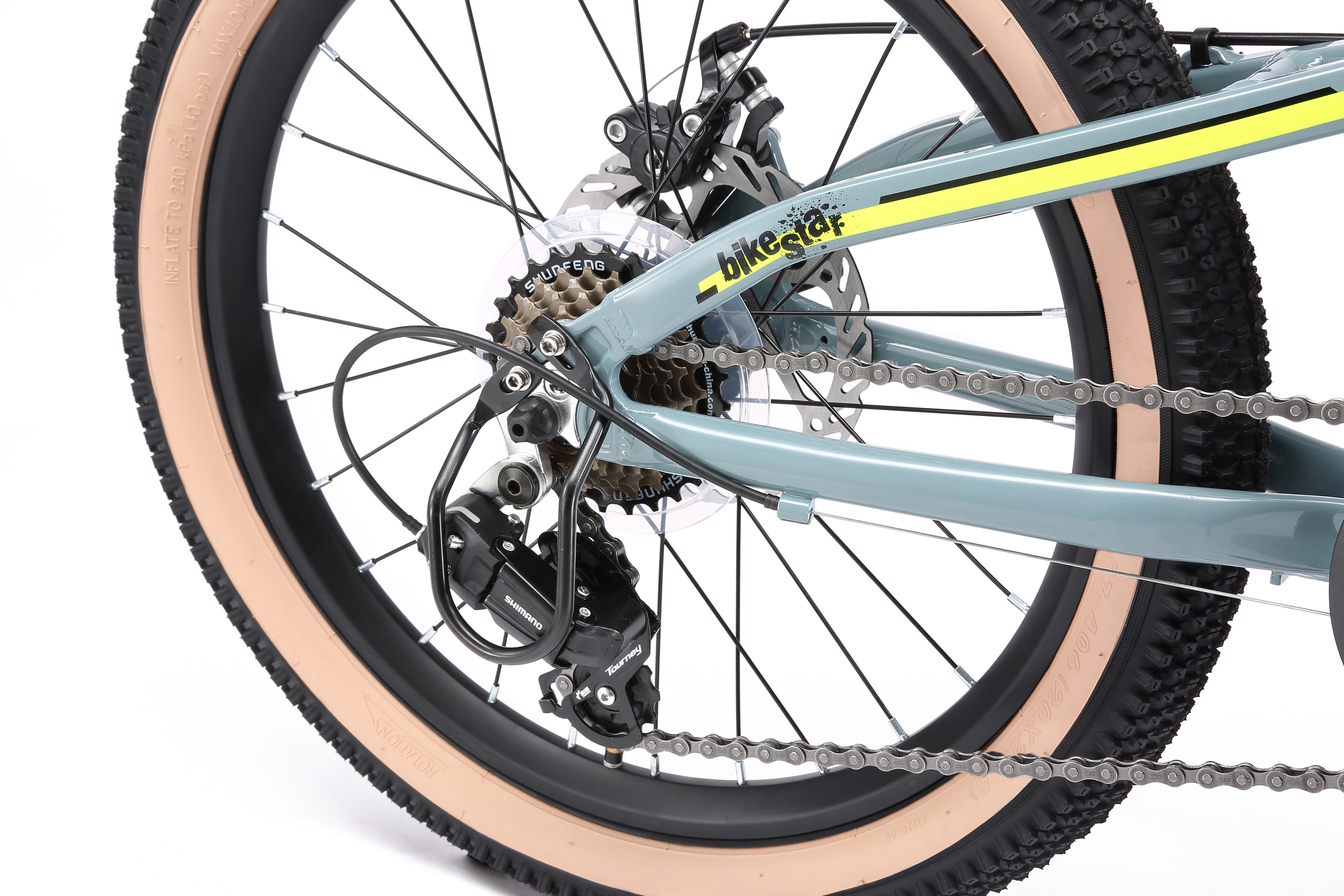 Bikestar Jugendfahrrad, 7 Gang Shimano RDTY21 Schaltwerk, Kettenschaltung