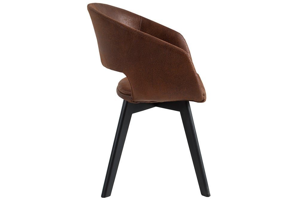 LebensWohnArt Stuhl Mikrofaser Design DENMARK Holzbeine Stuhl braun schwarze