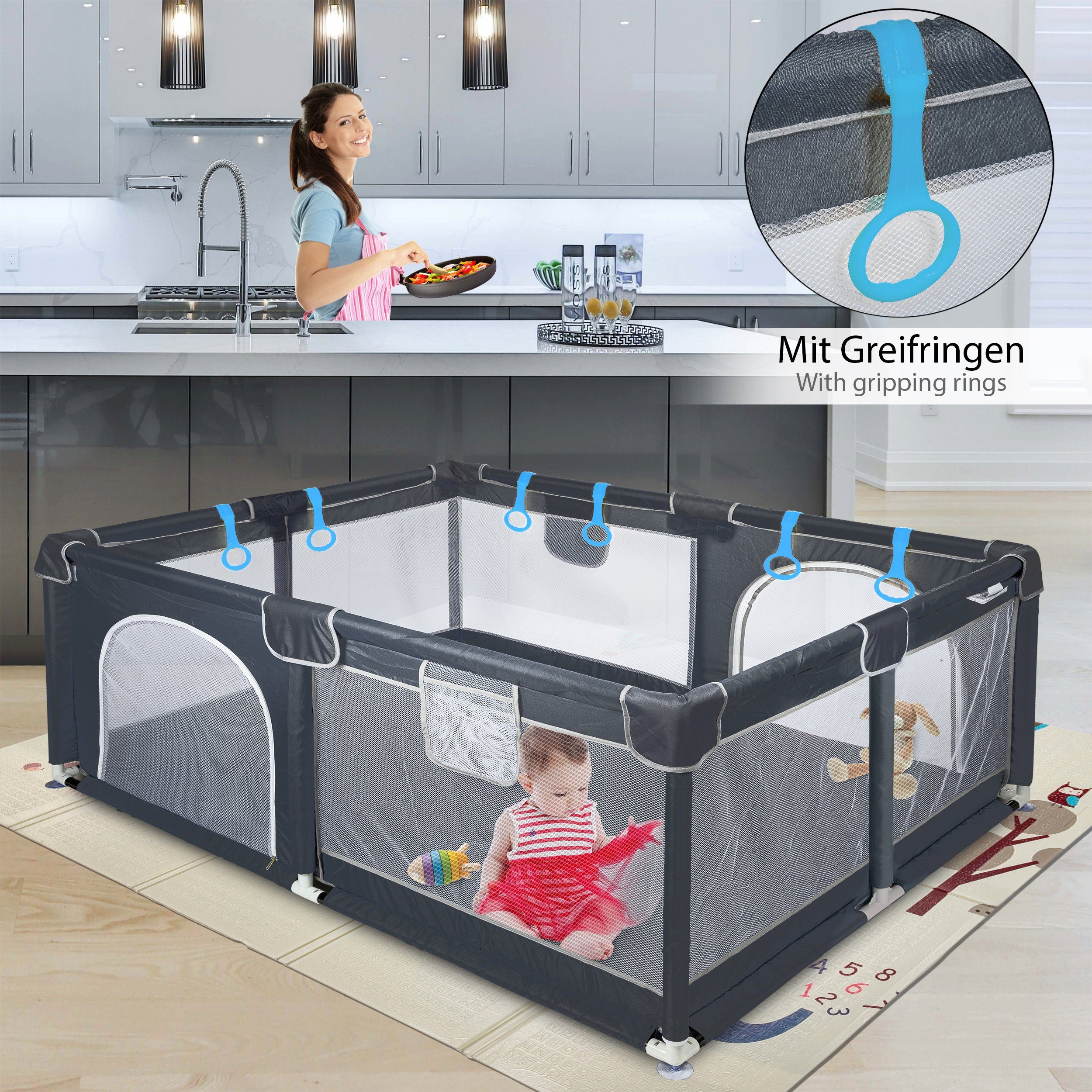 ONVAYA Laufgitter, Laufstall für Babys, Schutzgitter für Kinder, Babyzaun