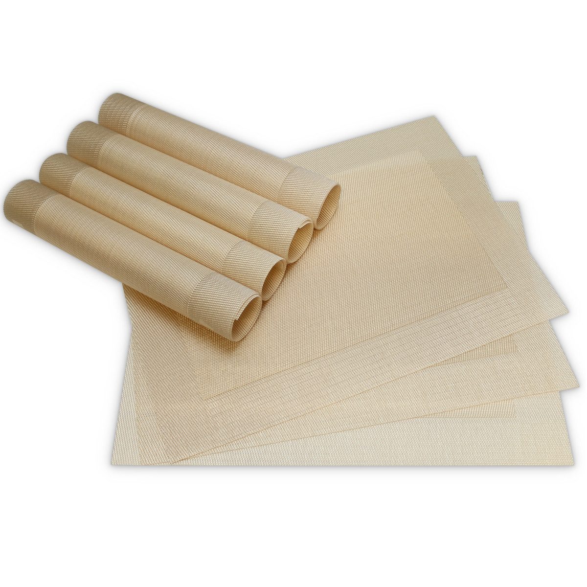 matches21 HOME & HOBBY Platzset Tischsets BORDA 8er Set Champagner als Tischuntersetzer, (8-St), Abwaschbare Platzsets als Tischunterlagen für Ess-Tisch Tisch-Deko