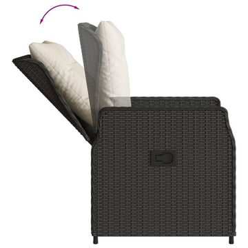 vidaXL Garten-Essgruppe 5-tlg. Garten-Essgruppe mit Kissen Schwarz Poly Rattan, (5-tlg)