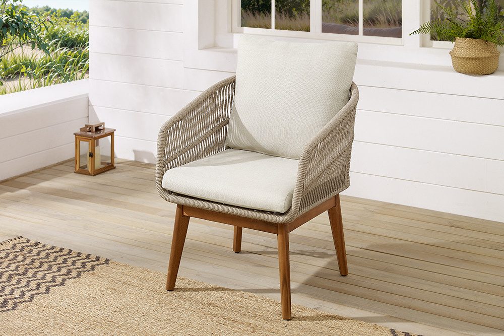 riess-ambiente Gartenlounge-Set ROPE natur taupe– Massivholz & Aluminium mi günstig online kaufen