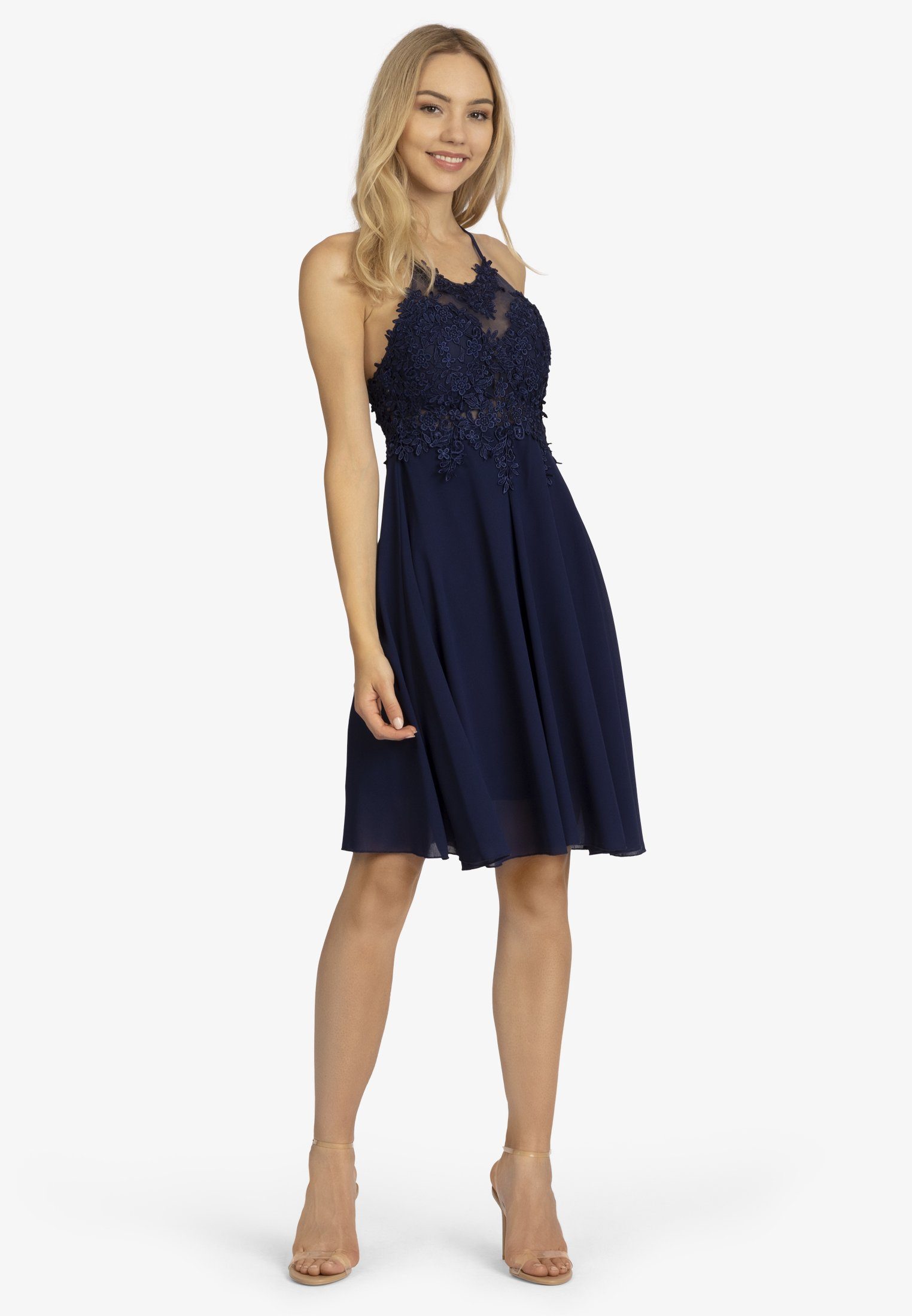 Kraimod Spitze Abendkleid Chiffon, Mesh und navy aus