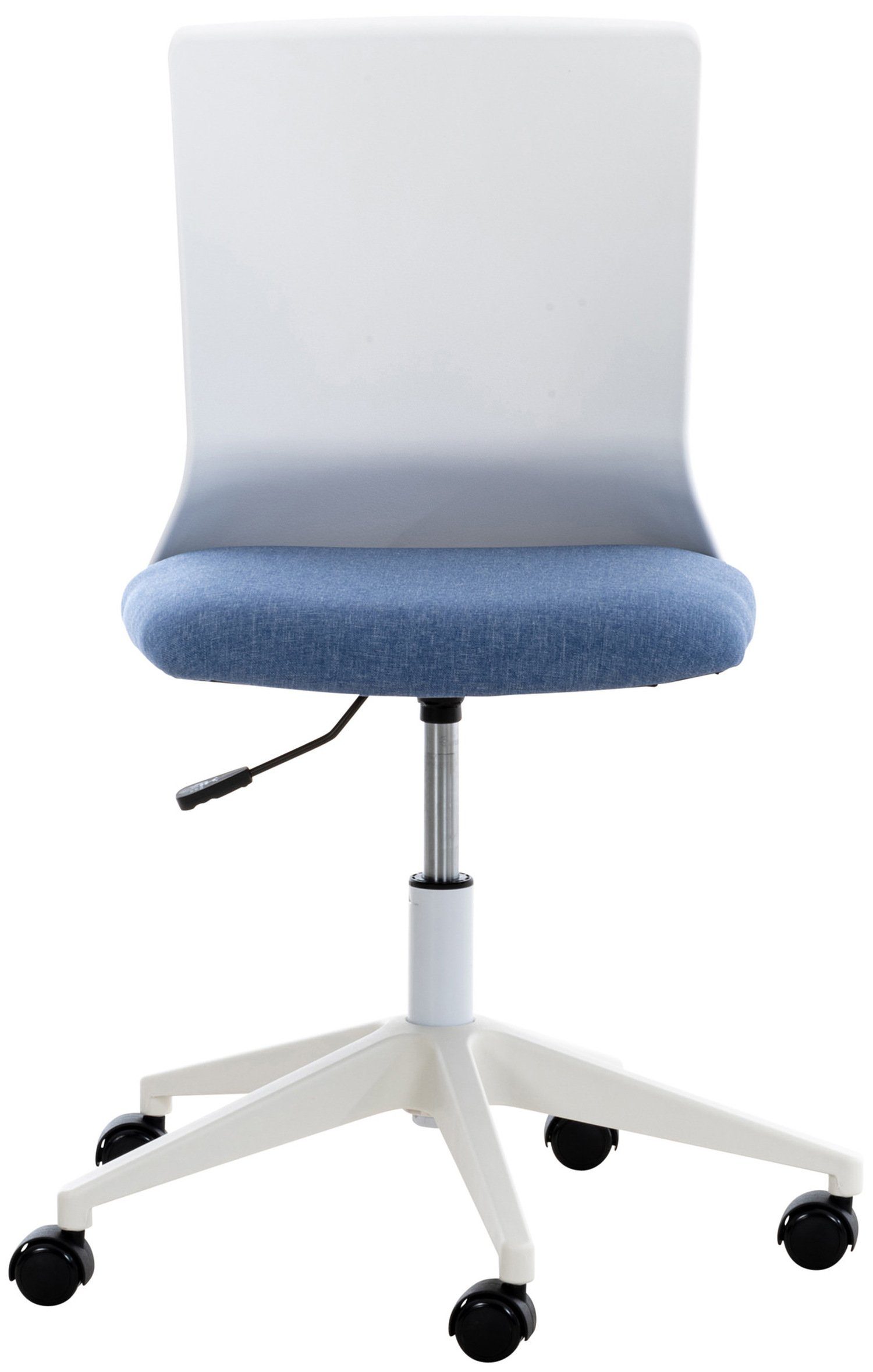 TPFLiving drehbar Gestell: Bürostuhl - Apollo Kunststoff XXL), (Schreibtischstuhl, Drehstuhl, Bürostuhl mit 360° Chefsessel, Stoff höhenverstellbar - Rückenlehne und weiß Sitzfläche: blau bequemer