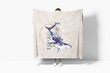 Sinus Art Handtücher Handtuch Strandhandtuch Saunatuch Kuscheldecke Kunstvoll Ozean Hai Unterwasser Motiv, Baumwolle-Polyester-Mix (1-St), Handtuch