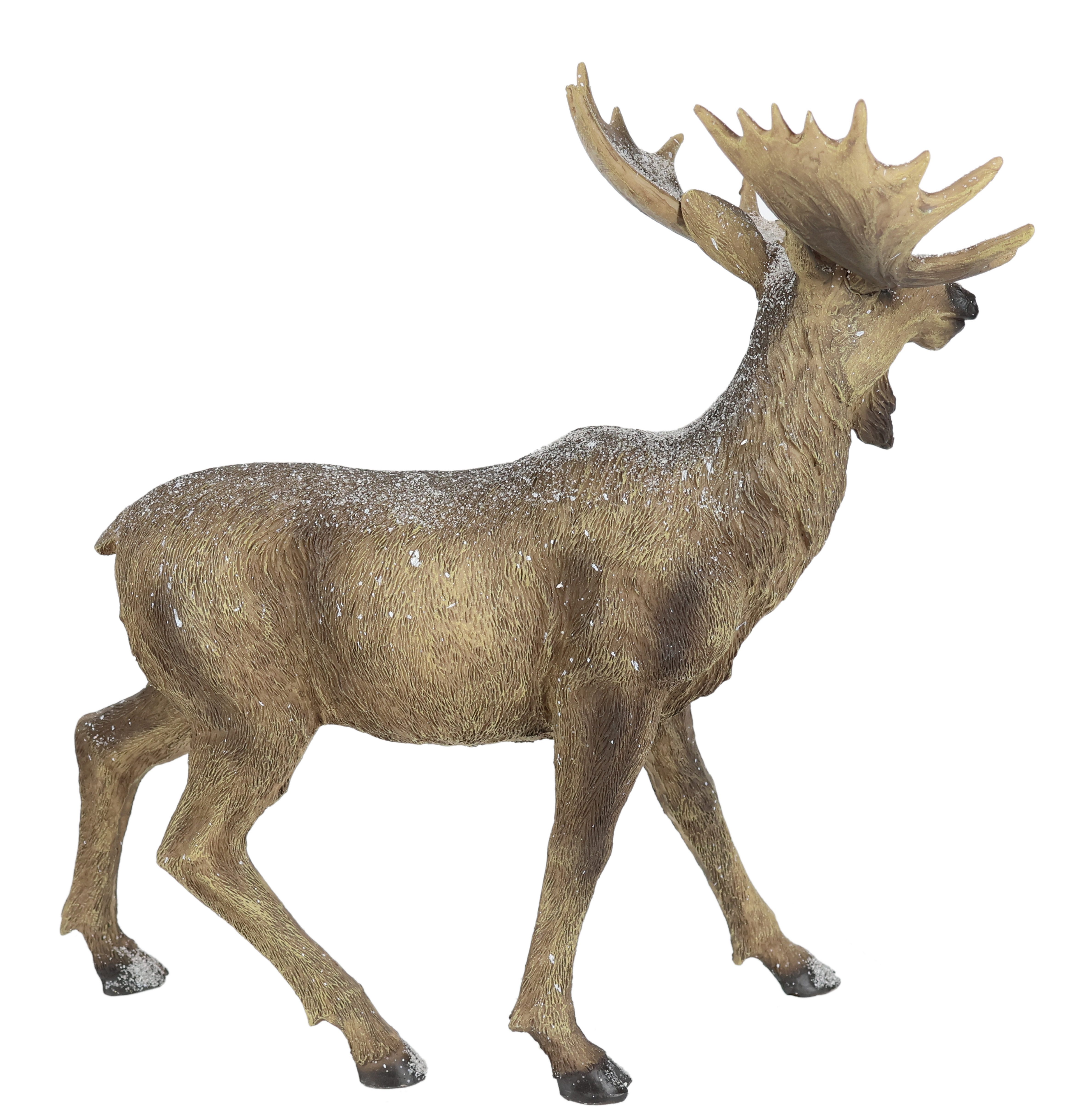 I.GE.A. Tierfigur Elch Figur beschneit (1 St), Rentier Dekofiguren Skulptur Weihnachtsfigur Weihnachtsdeko Waldtier
