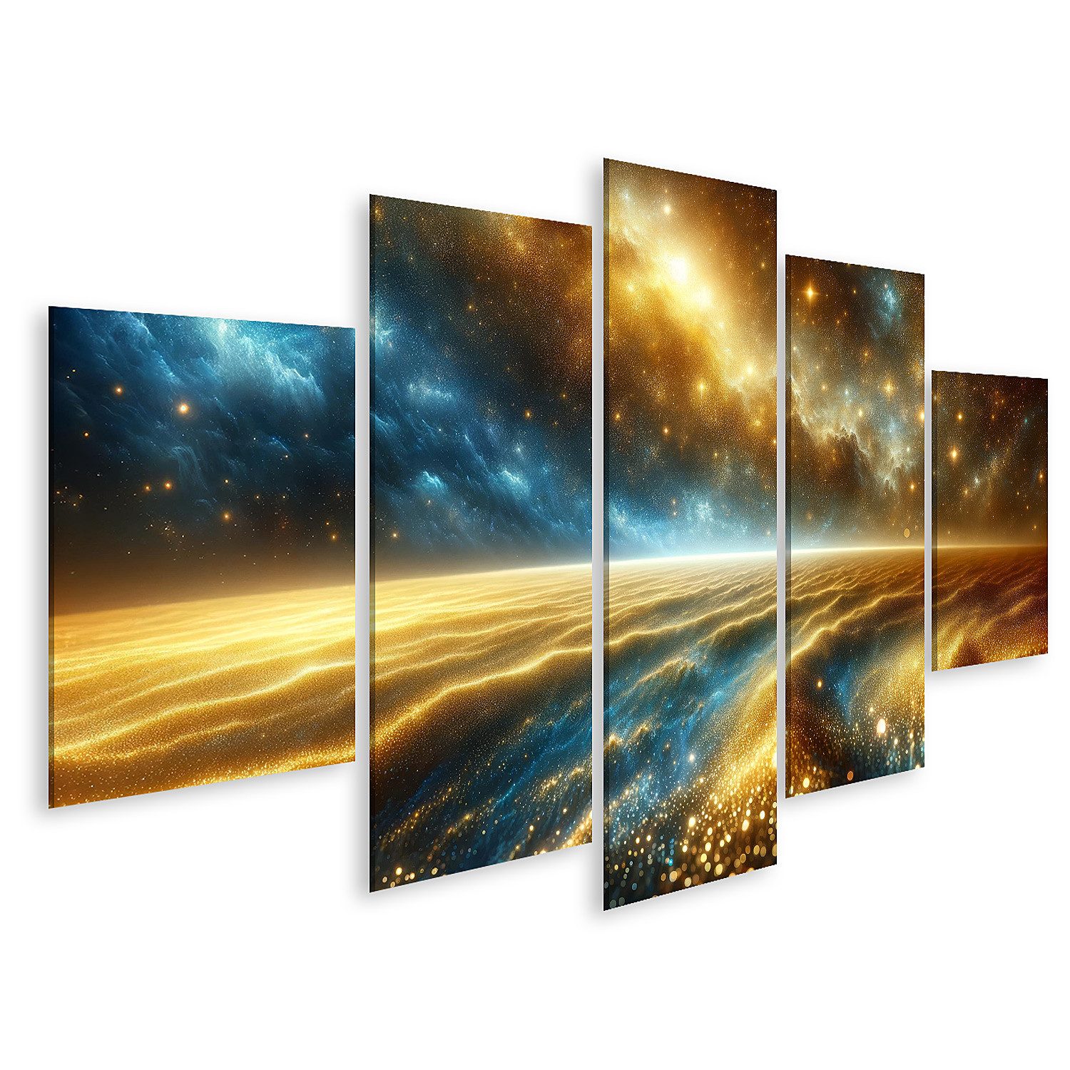 islandburner Leinwandbild Kosmischer Staub: Glitzernde Goldlandschaft inspiriert vom Original