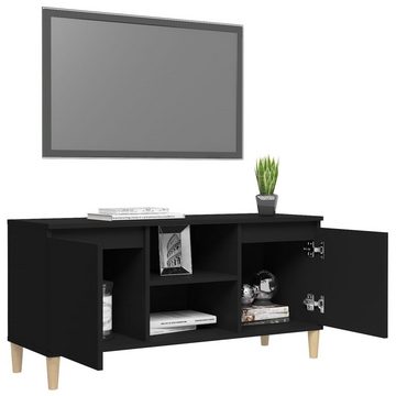 furnicato TV-Schrank mit Massivholz-Beinen Schwarz 103,5x35x50 cm