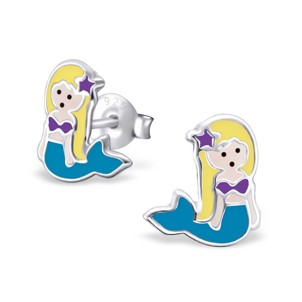 BUNGSA Ohrring-Set Ohrstecker Meerjungfrau aus 925 Silber Kinder (1 Paar (2 Stück), 2-tlg), Ohrschmuck Ohrringe