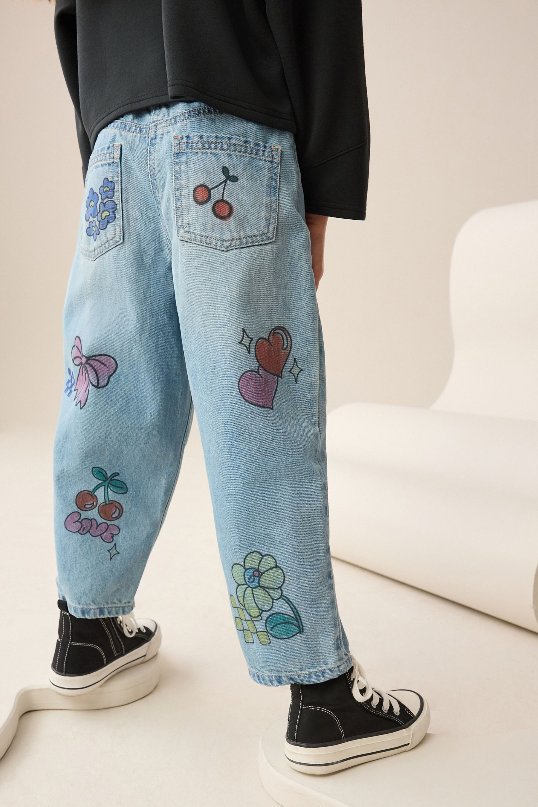 Next Gerade Jeans Jeans mit Doodle-Print (1-tlg)
