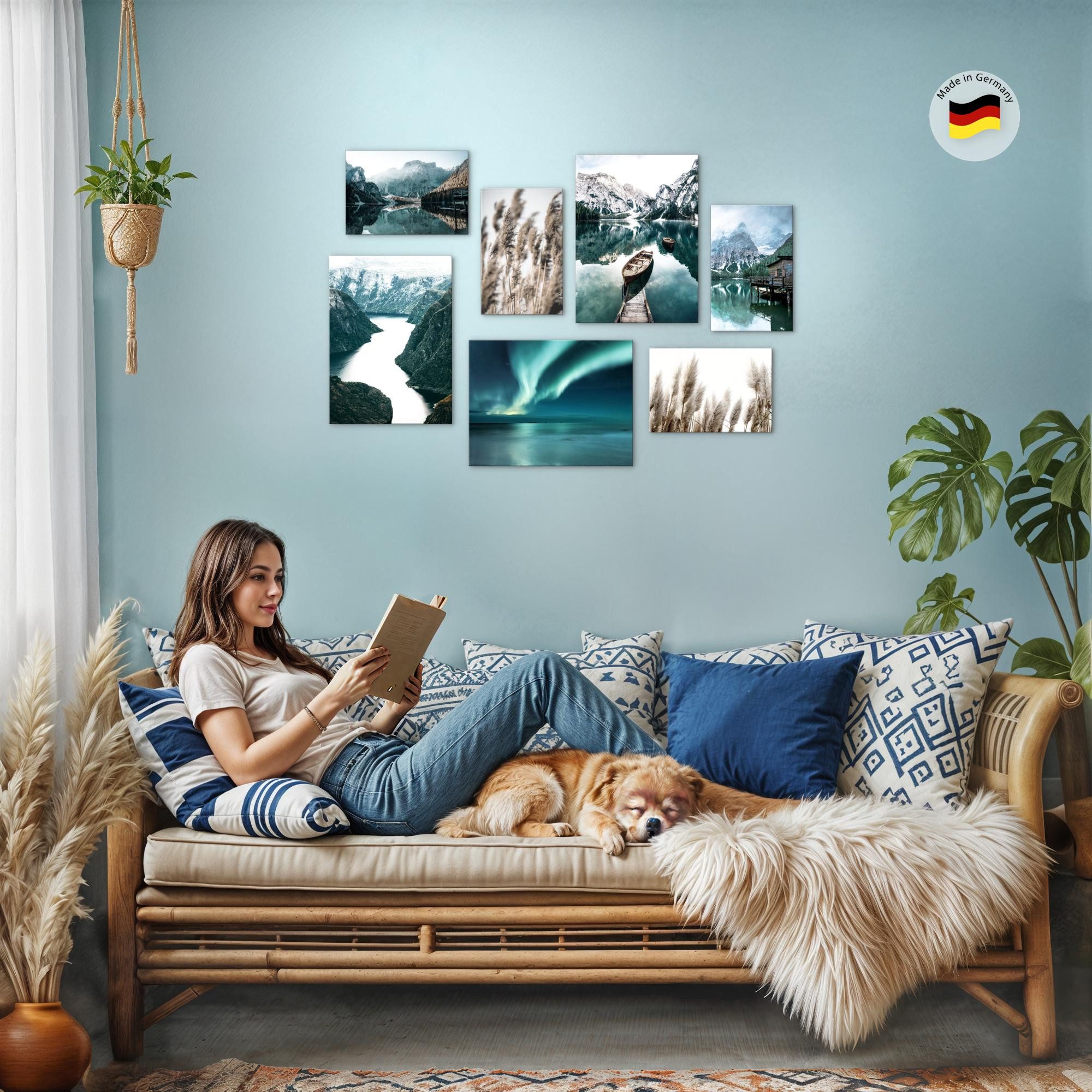 Novart Wandbild Wandbilder Set Landschaft Natur See Berge 100x70 cm, See