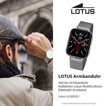 Lotus Multifunktionsuhr Lotus Herrenuhr Edelstahl grau Lotus, (Multifunktionsuhr), Herren Armbanduhr rund, extra groß (ca. 45,9mm), Edelstahl