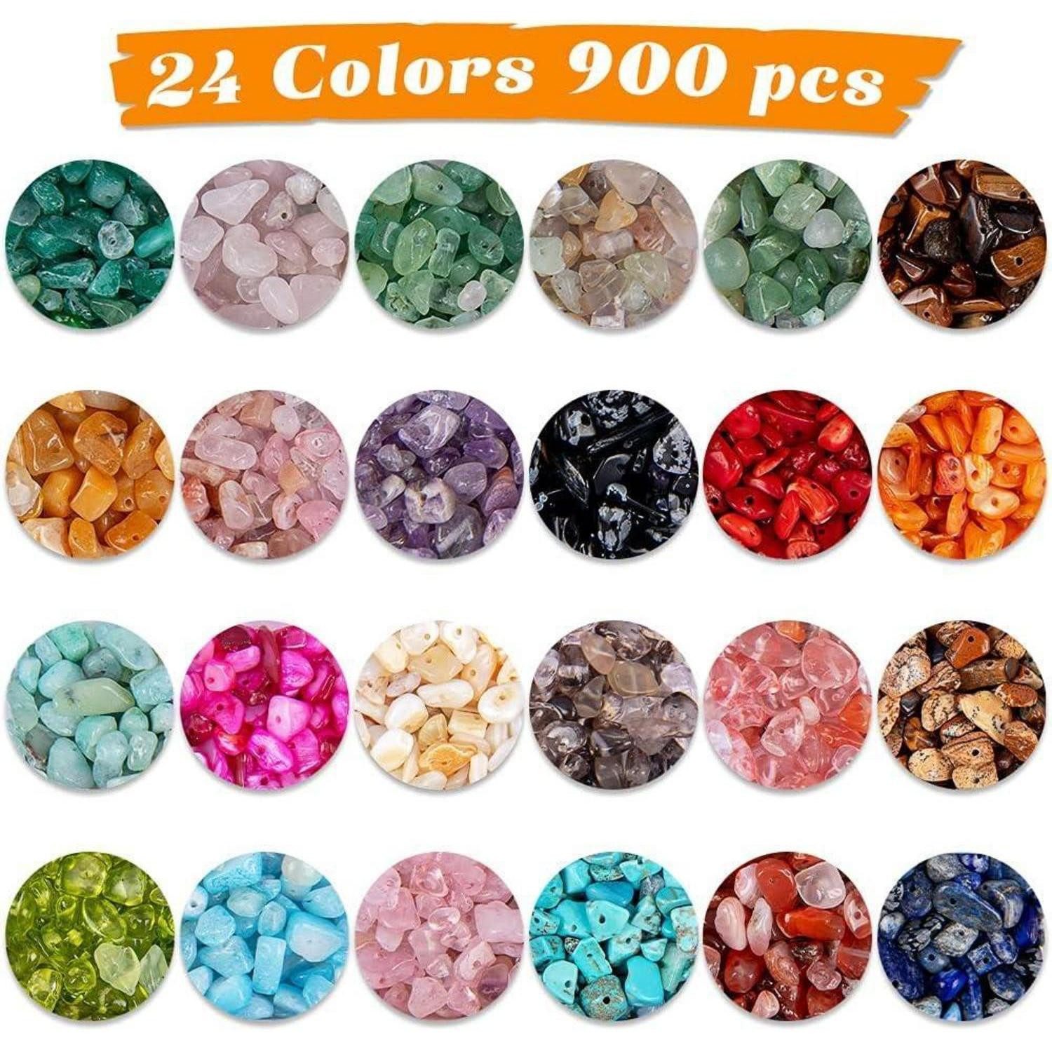 LuxusKollektion Bastelperlen DIY Schmuck Selber Machen Set mit 24 Farben Edelsteinperlen