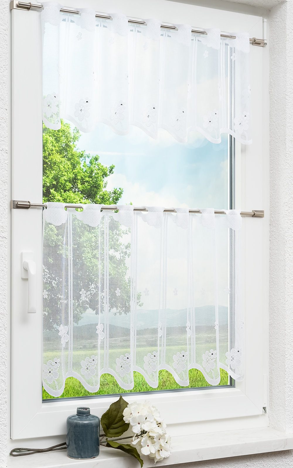 LYSEL® Scheibengardine Schmuckblumen, (1 St), transparent, günstig online kaufen