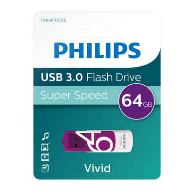Philips FM64FD00B/00 USB-Stick (USB 3.0, Lesegeschwindigkeit 100,00 MB/s, Magic Purple®, 64 GB, USB 3.0, LED, 1-Pack)