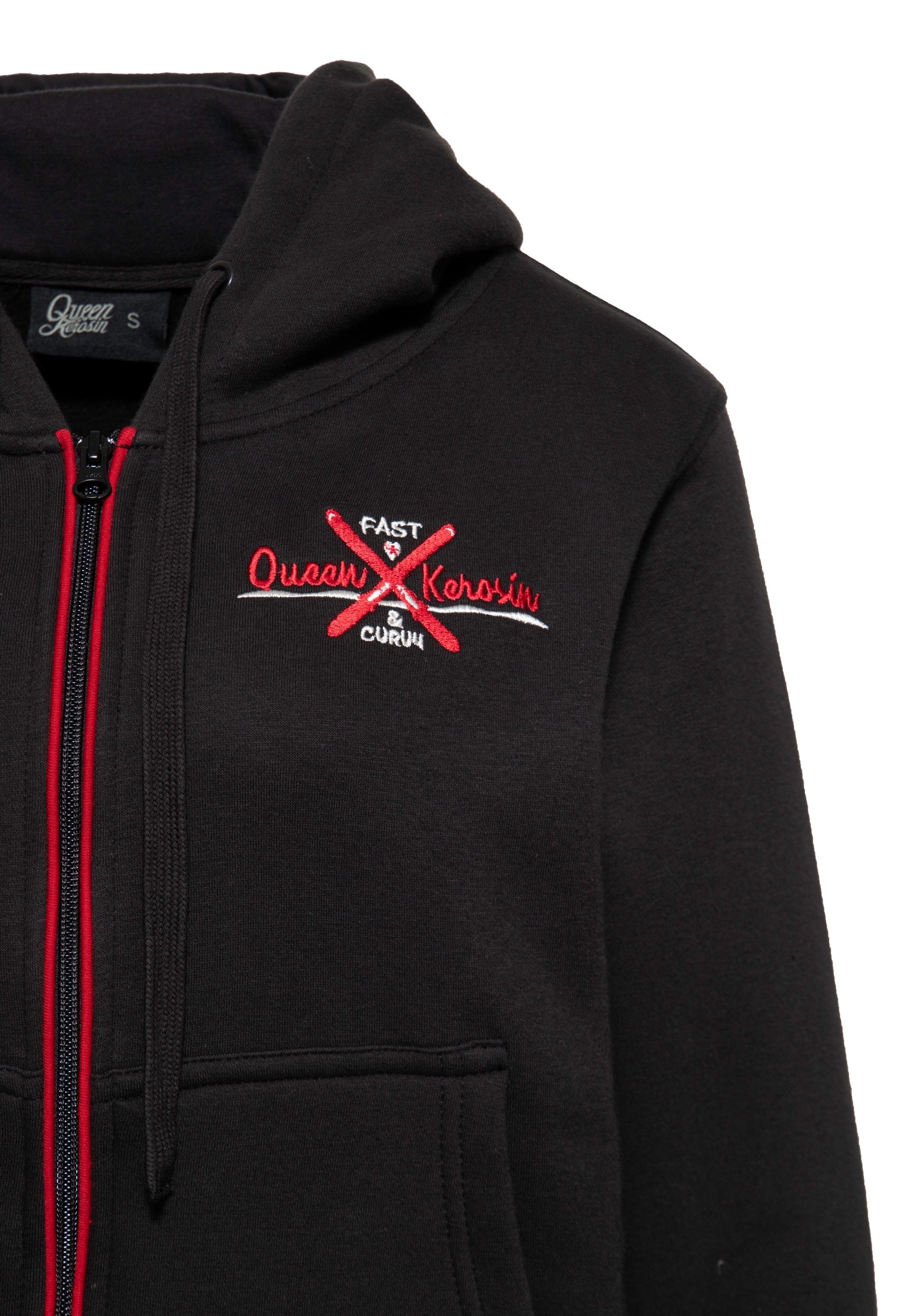 QueenKerosin Kapuzensweatjacke Fast & Curvy (1-tlg) mit Rückenstickerei
