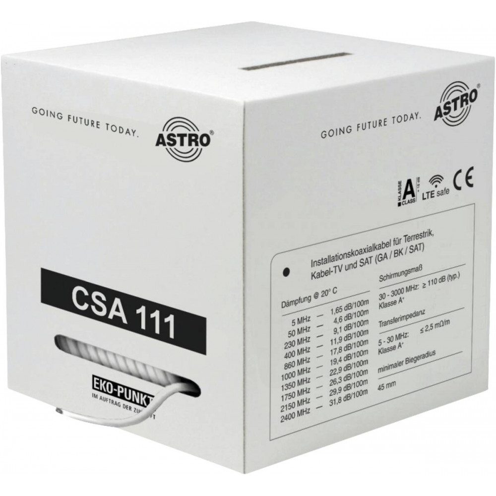 ASTRO Astro CSA 111 250m Weiss Koaxialkabel. Elektro-Kabel, Dreifach geschirmt