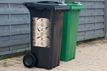 MuchoWow Wandsticker Sommer - Blätter - Pastell (1 St), Mülleimer-aufkleber, Mülltonne, Sticker, Container, Abfalbehälter