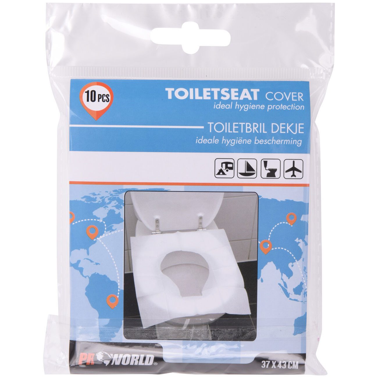 ProWorld WC-Deckelbezug Einweg Toilettensitzauflagen 10er Pack Hygienischer Toilettensitzbezug, Wiederverschließbarer/kompakter Transportbeutel, 10 einzeln entnehmbare Papierauflagen, Kompakt verpackt, ideal für unterwegs, hygienischer Schutz, einfach anzuwenden, leicht & platzsparend, Papier, Schutz vor Keimen, Bakterien, Feuchtigkeit und Verunreinigungen