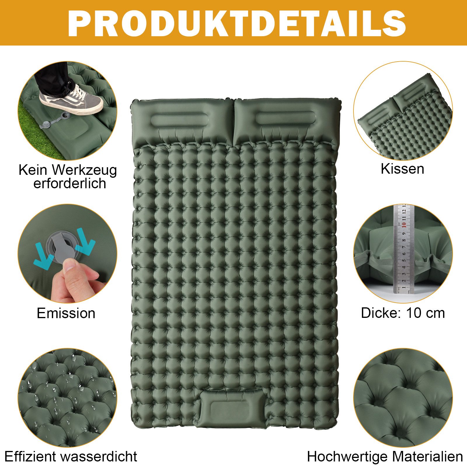 RedValley Opblaasbare premium isolatiemat, 195 cm, ultralicht