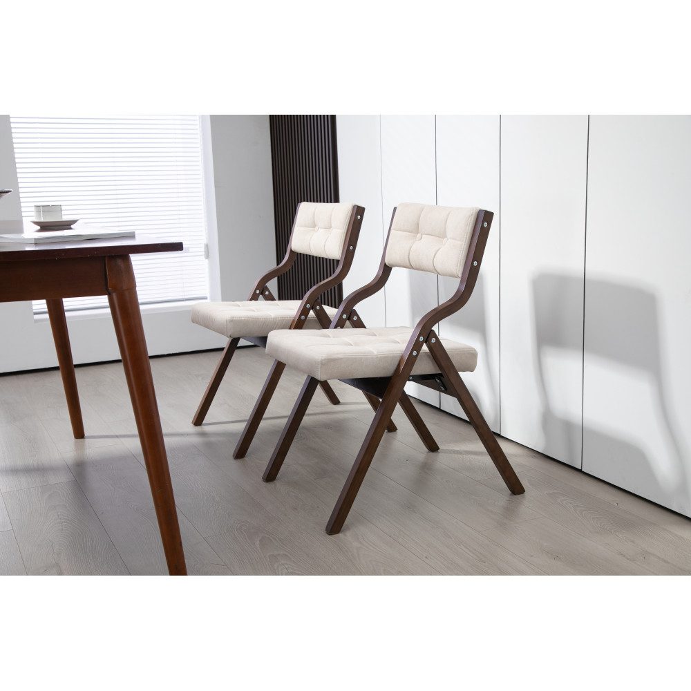 BBWL Klappstuhl mit Polster 2er Set Holz gepolsterte Faltstühle Esszimmerstuhl, klappbar Samt Sitzfläche ohne Montage für Küche Party Gäste – Bild 5 von 5