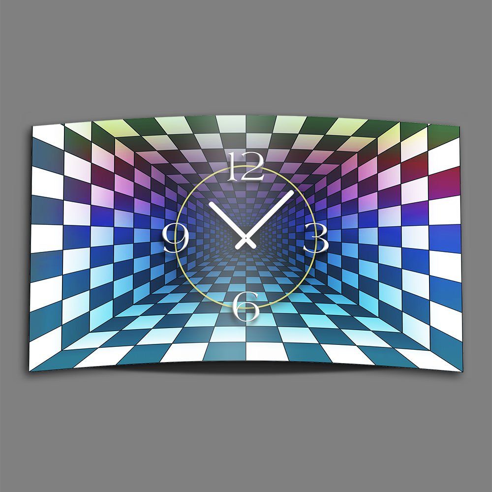 dixtime Wanduhr Abstrakt Space Chessboard 4mm aus Designer modernes Wanduhren 3D-Optik (Einzigartige Wanduhr Alu-Dibond) Design