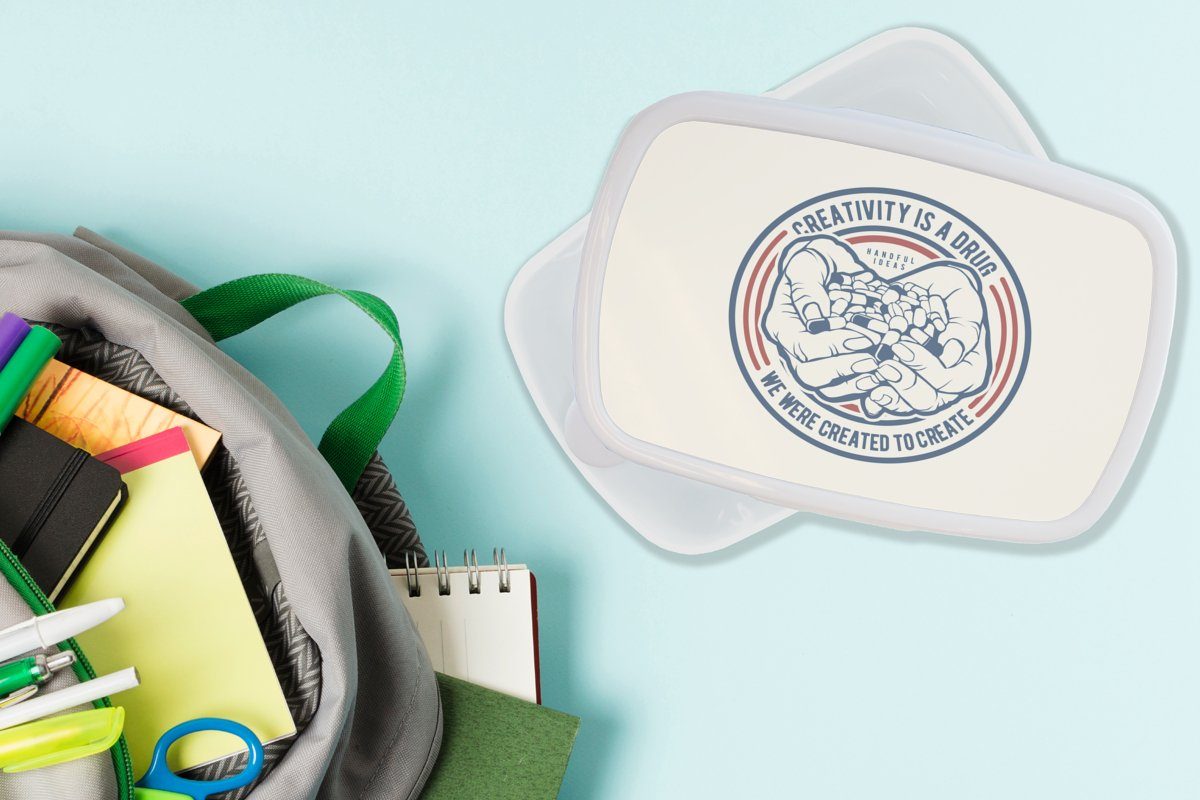 Jungs weiß - Vintage, für für Lunchbox Erwachsene, MuchoWow Mädchen Kreativ Zitat Kinder und Kunststoff, - Pillen - Brotbox und Brotdose, (2-tlg),