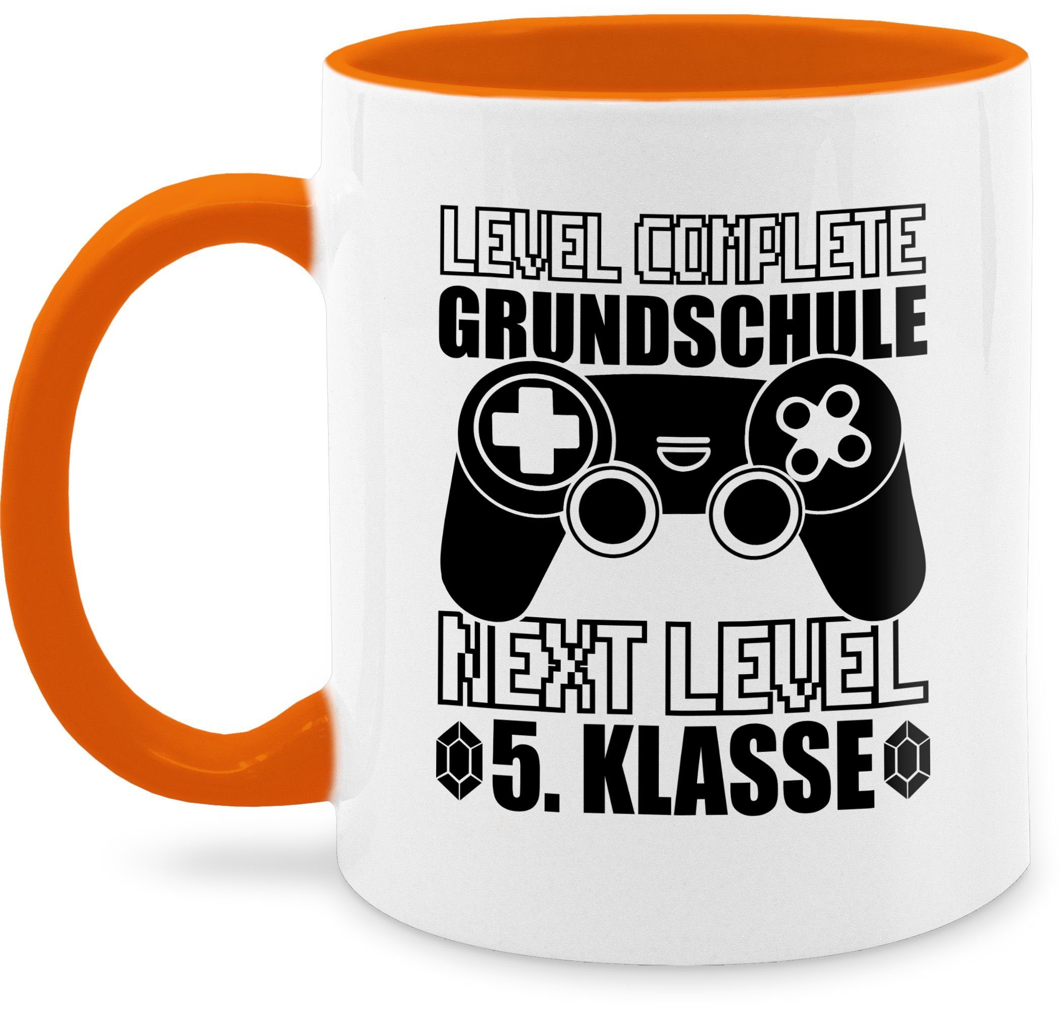 Shirtracer Tasse Level complete - Grundschule Next Level 5. Klasse, Keramik, Einschulung Geschenk Tasse