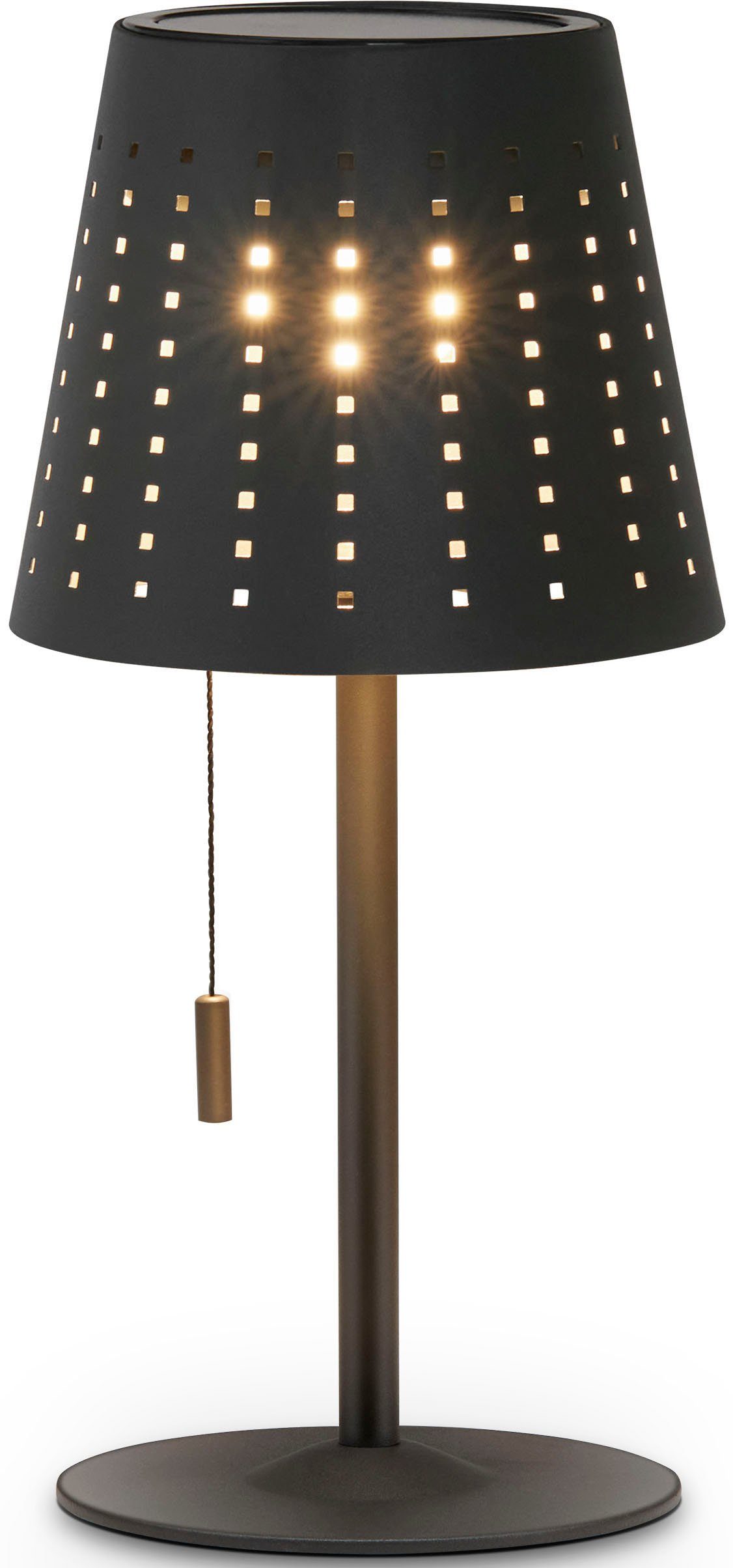 Paco Home Tischleuchte LARA, LED fest integriert, Warmweiß, Outdoor LED Akku Metall Aufladbar Zugschalter Kabellos